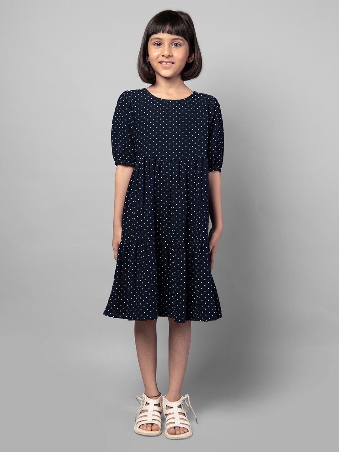 ZIP ZAP ZOOP Girls Polka Dots Printed Puff Sleeve Gathered Tiered Fit & Flare Dress, Black
ZIP ZAP ZOOP Girls Polka Dots Printed Puff Sleeve Gathered Tiered Fit & Flare Dress, Black