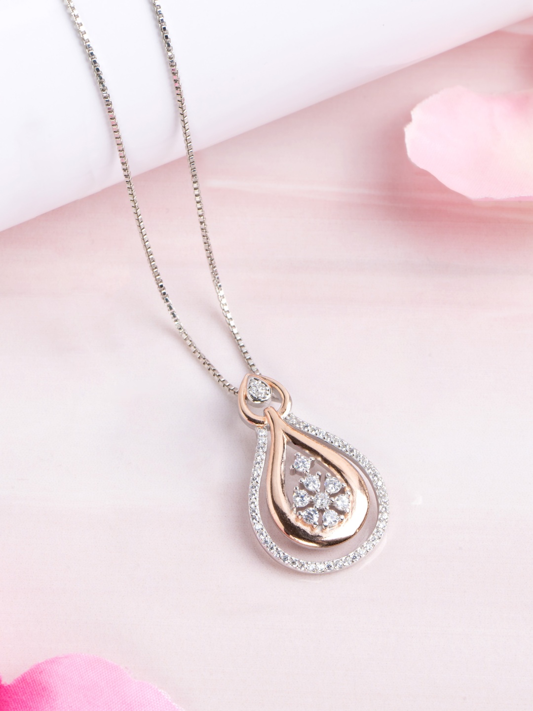 Zavya 925 Pure Sterling Silver Rhodium-Plated Teardrop Shaped CZ Pendant with Chain, Multi
Zavya 925 Pure Sterling Silver Rhodium-Plated Teardrop Shaped CZ Pendant with Chain, Multi