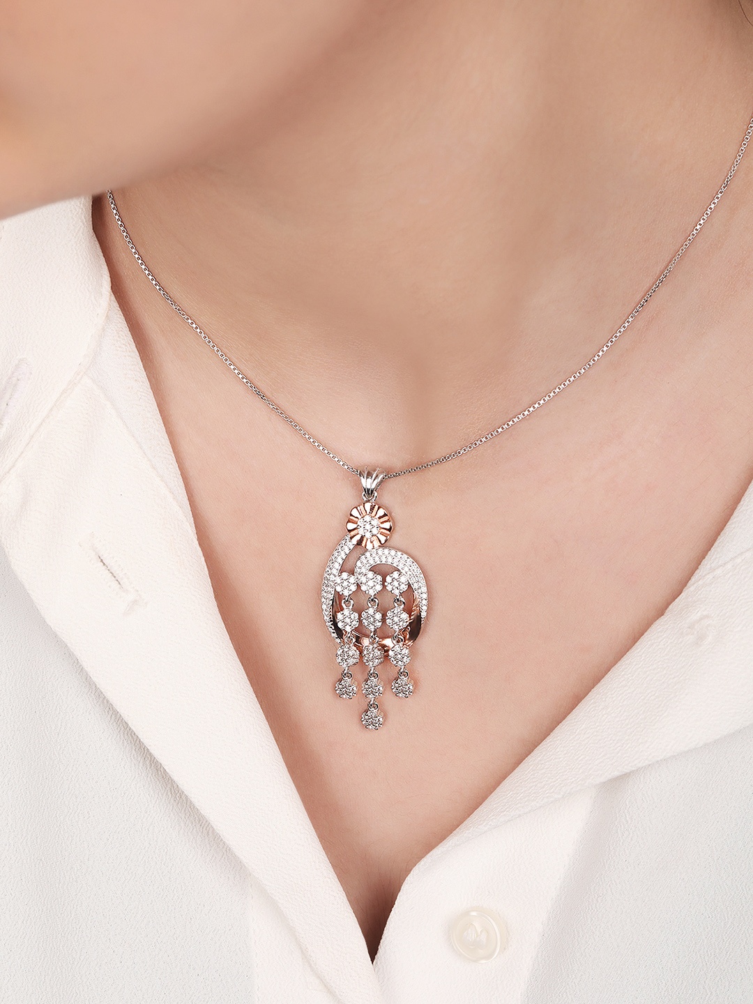 Zavya 925 Pure Sterling Silver Rhodium-Plated Contemporary CZ Pendant with Chain, Multi
Zavya 925 Pure Sterling Silver Rhodium-Plated Contemporary CZ Pendant with Chain, Multi