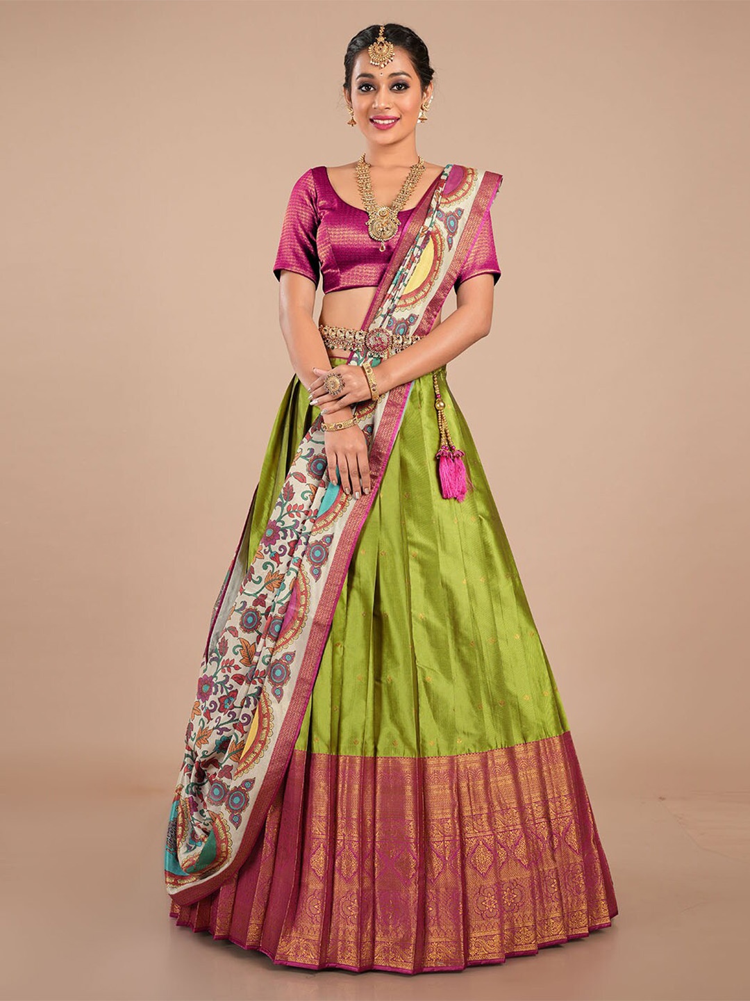 HALFSAREE STUDIO Woven Design Semi-Stitched Lehenga & Unstitched Blouse With Dupatta, Green
HALFSAREE STUDIO Woven Design Semi-Stitched Lehenga & Unstitched Blouse With Dupatta, Green