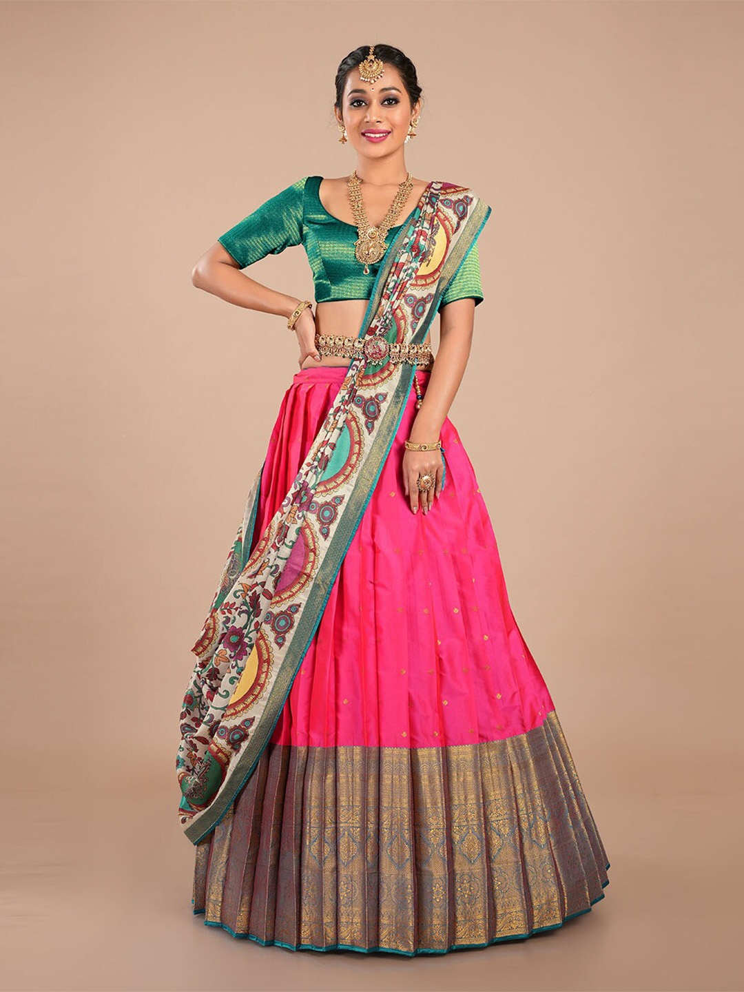 HALFSAREE STUDIO Woven Design Semi-Stitched Lehenga & Unstitched Blouse With Dupatta, Pink
HALFSAREE STUDIO Woven Design Semi-Stitched Lehenga & Unstitched Blouse With Dupatta, Pink
