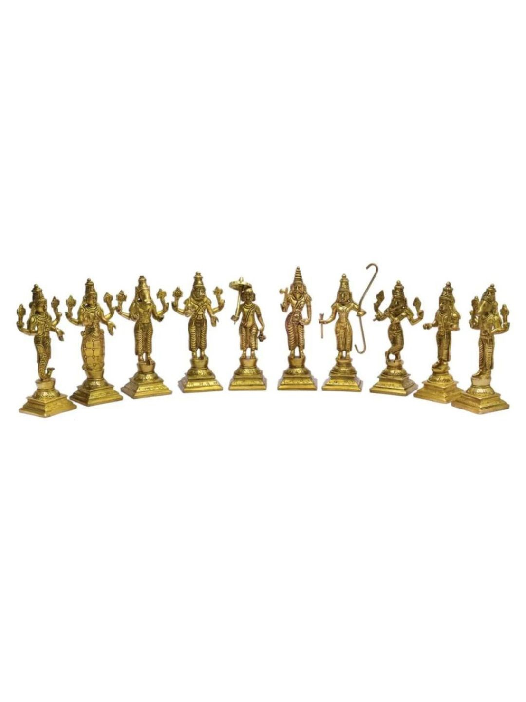 The Advitya Set of 10 Dashavtara Incarnation Of Lord Vishnu Brass Idol Showpiece, Gold
The Advitya Set of 10 Dashavtara Incarnation Of Lord Vishnu Brass Idol Showpiece, Gold