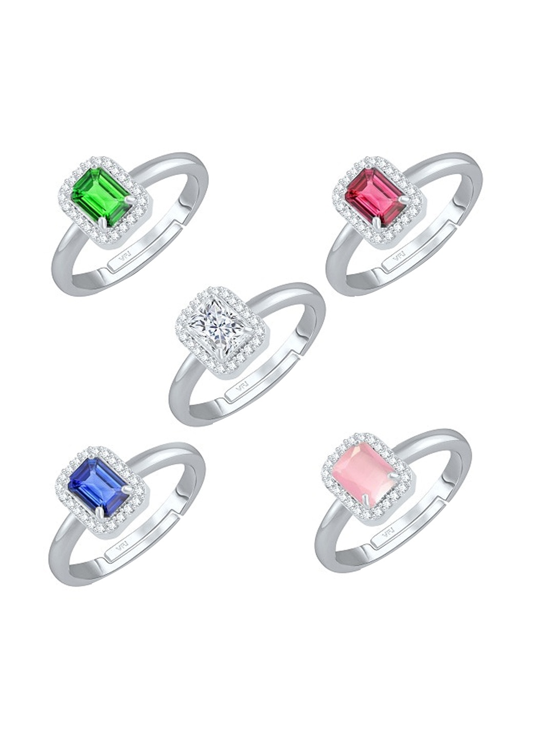 Vighnaharta Set Of 5 Rhodium-Plated Cubic Zirconia Studded Finger Rings, Silver
Vighnaharta Set Of 5 Rhodium-Plated Cubic Zirconia Studded Finger Rings, Silver