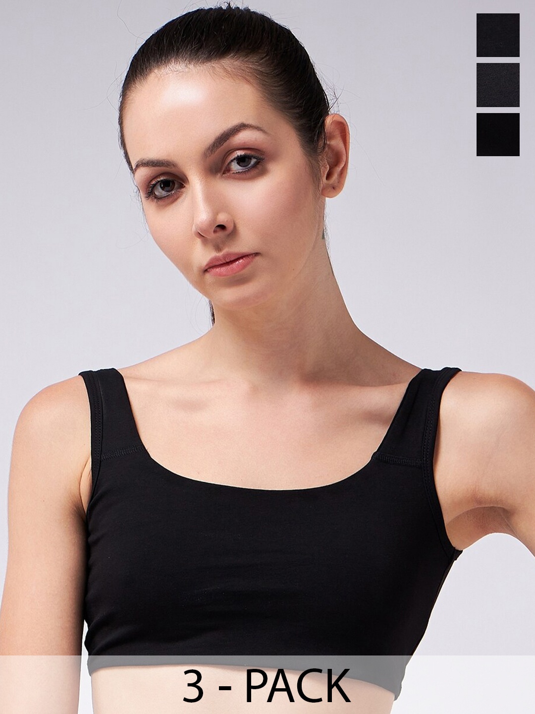 COLOR CAPITAL Pack Of 3 Shoulder Straps Cotton Bralette Crop Top, Black
COLOR CAPITAL Pack Of 3 Shoulder Straps Cotton Bralette Crop Top, Black