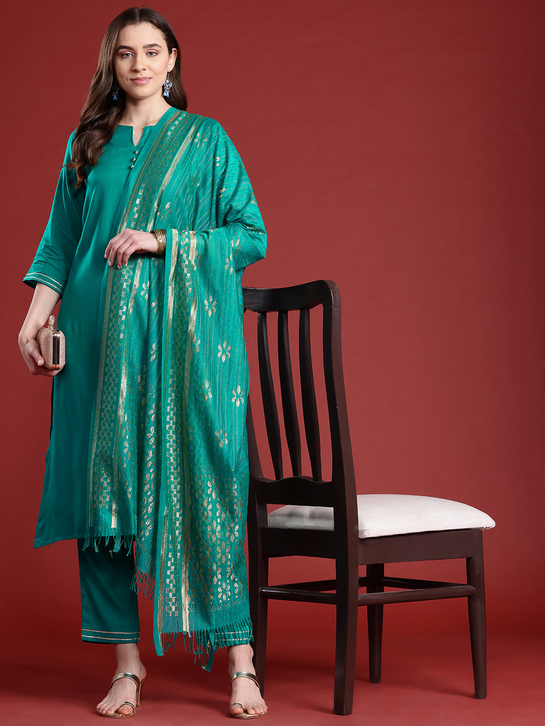 Anouk Regular Kurta with Trousers & Dupatta, Green
Anouk Regular Kurta with Trousers & Dupatta, Green