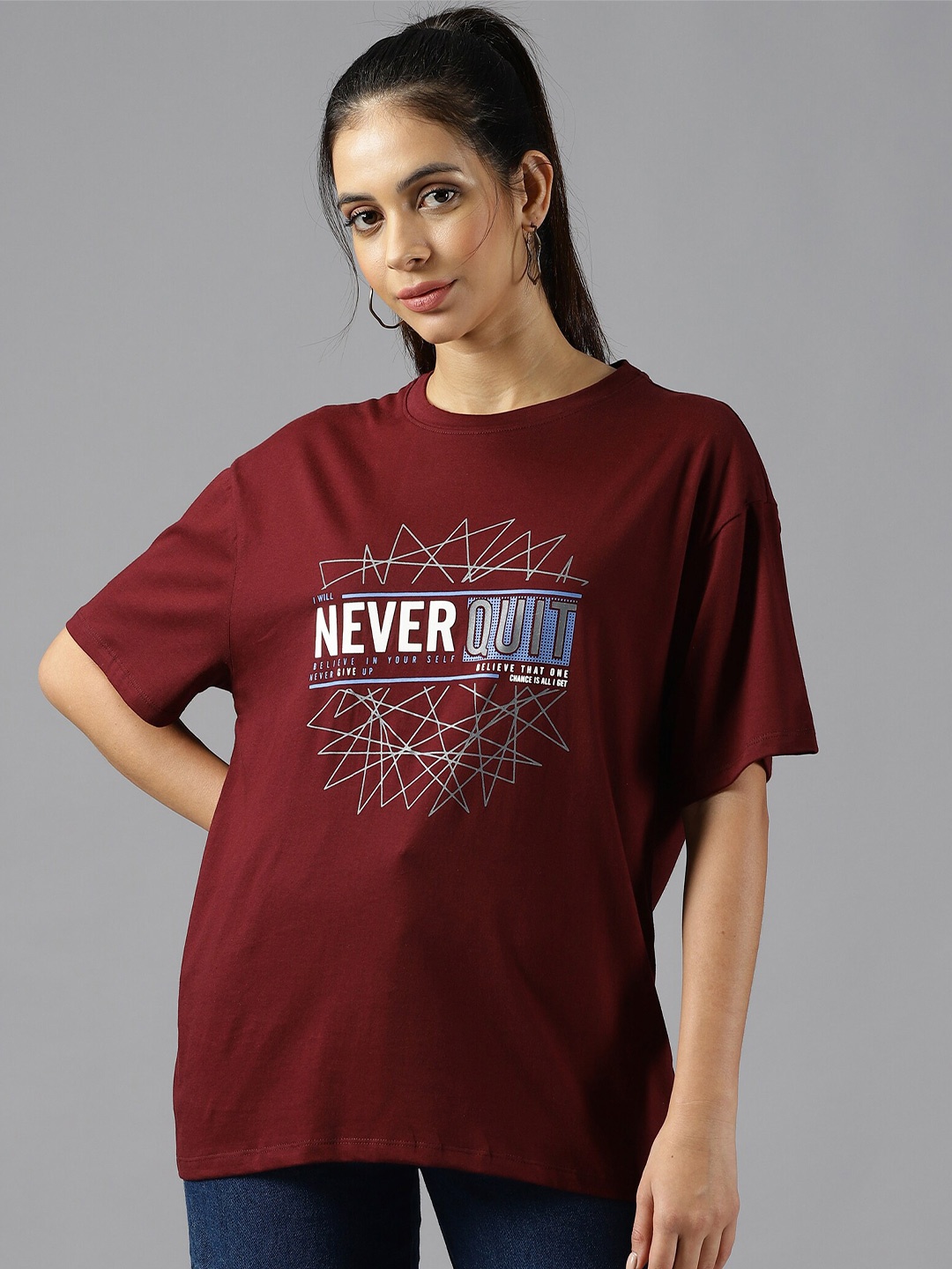 The Roadster Lifestyle Co. Burgundy Typography Printed Pure Cotton Oversized T-shirt
The Roadster Lifestyle Co. Burgundy Typography Printed Pure Cotton Oversized T-shirt