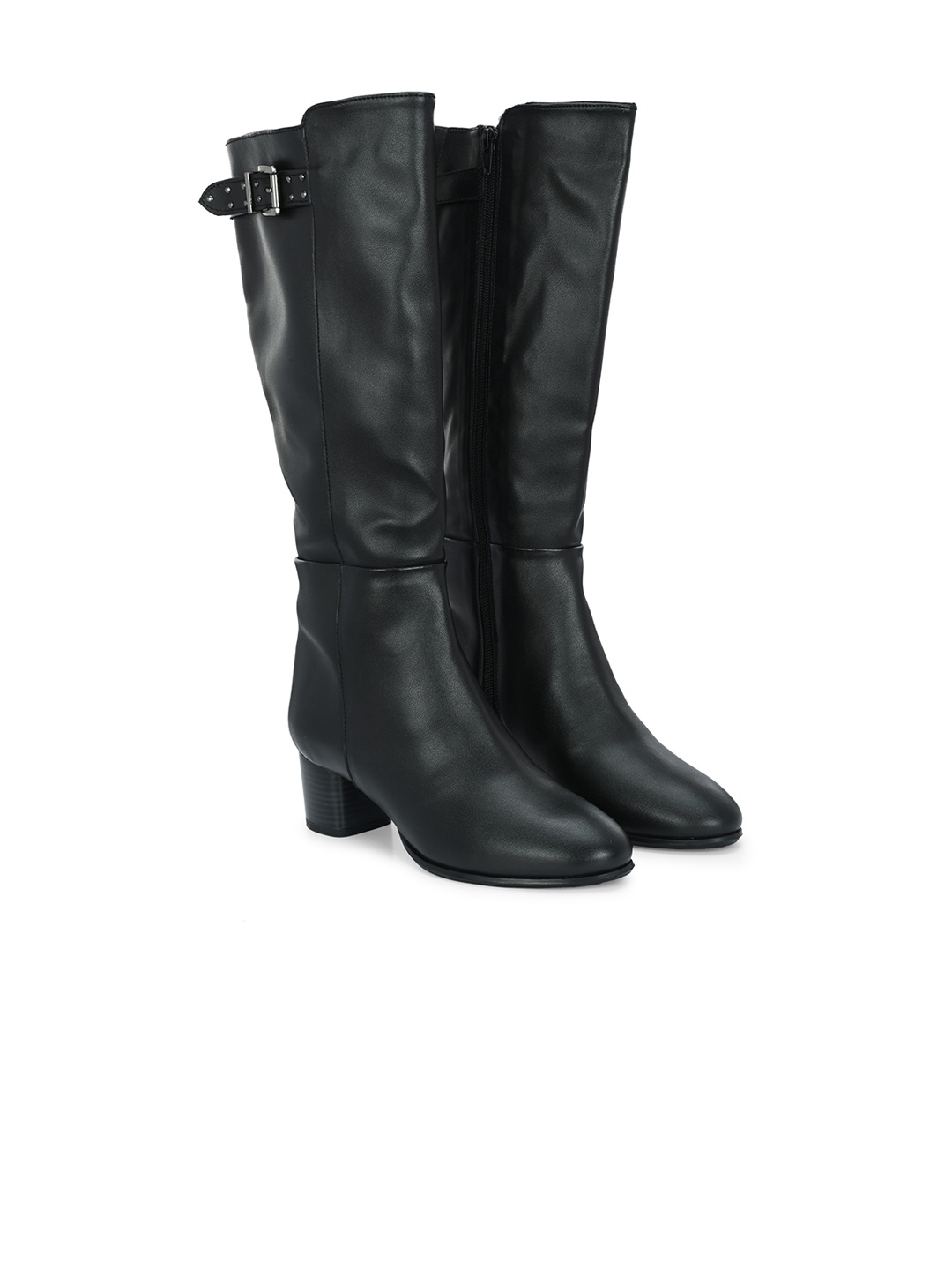 Delize Women High Top Vegan Leather Block-Heeled Knee Regular Boots With Buckle Detail, Black
Delize Women High Top Vegan Leather Block-Heeled Knee Regular Boots With Buckle Detail, Black