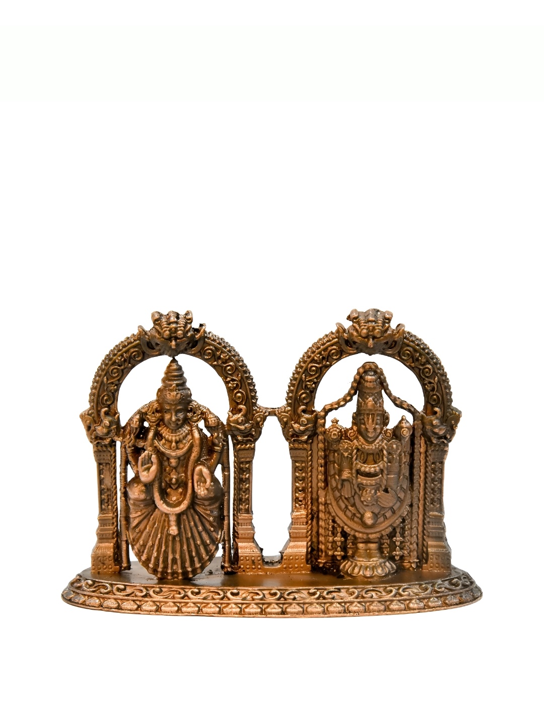 Bhimonee Decor Copper-Toned& Brown Balaji With Padmavati Idol Showpiece