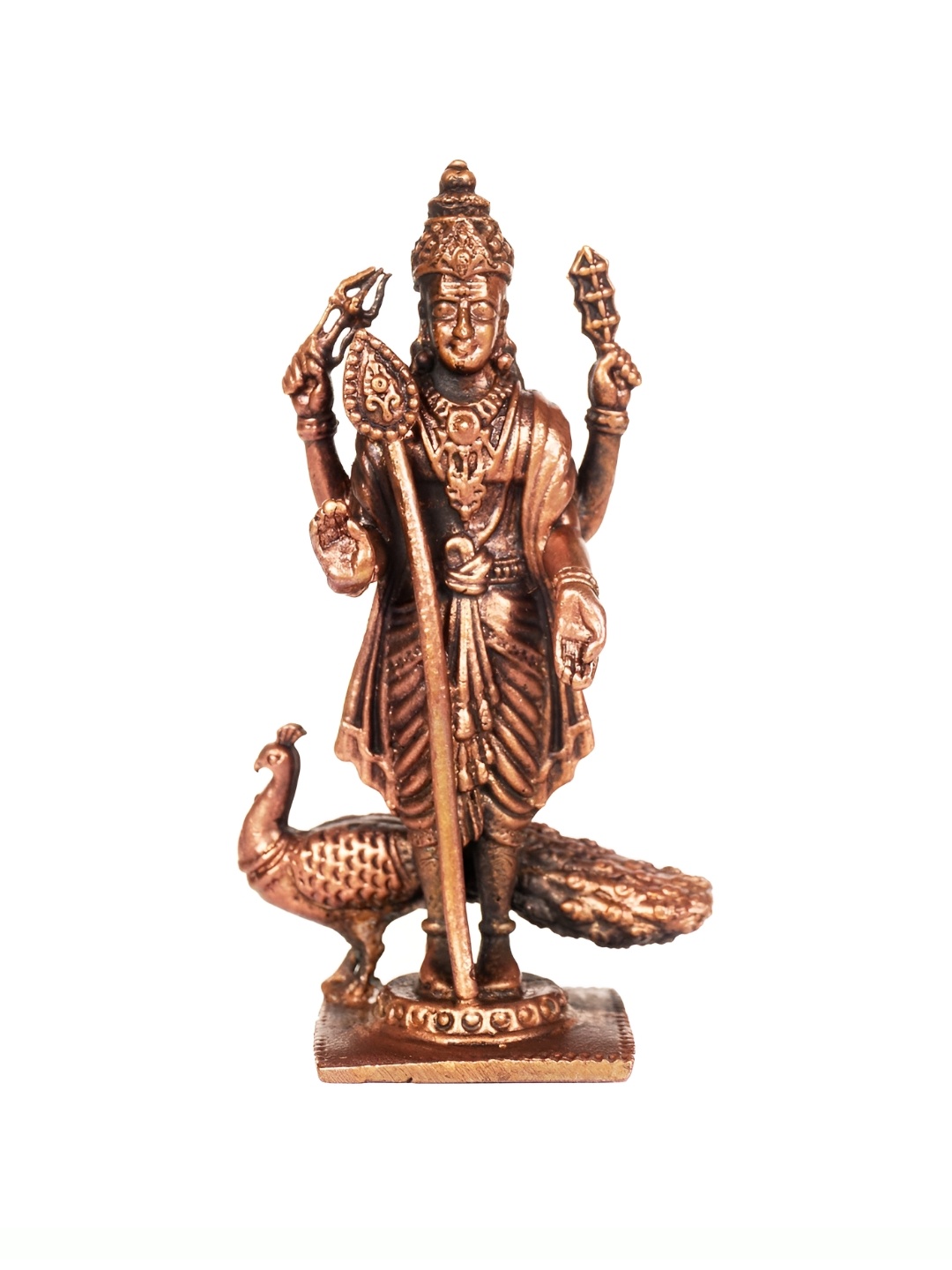 Bhimonee Decor Copper-Toned& Brown Kartikeya Murugan Idol Showpiece