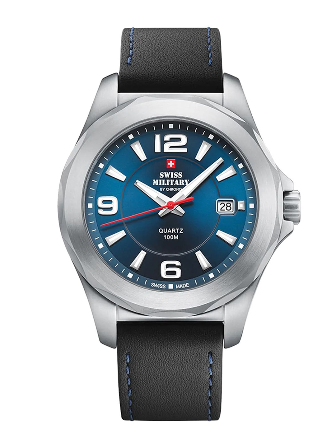 Swiss Military by Chrono Men Stainless Steel Dial Leather Straps Analogue Watch SM34099.02, Black
Swiss Military by Chrono Men Stainless Steel Dial Leather Straps Analogue Watch SM34099.02, Black