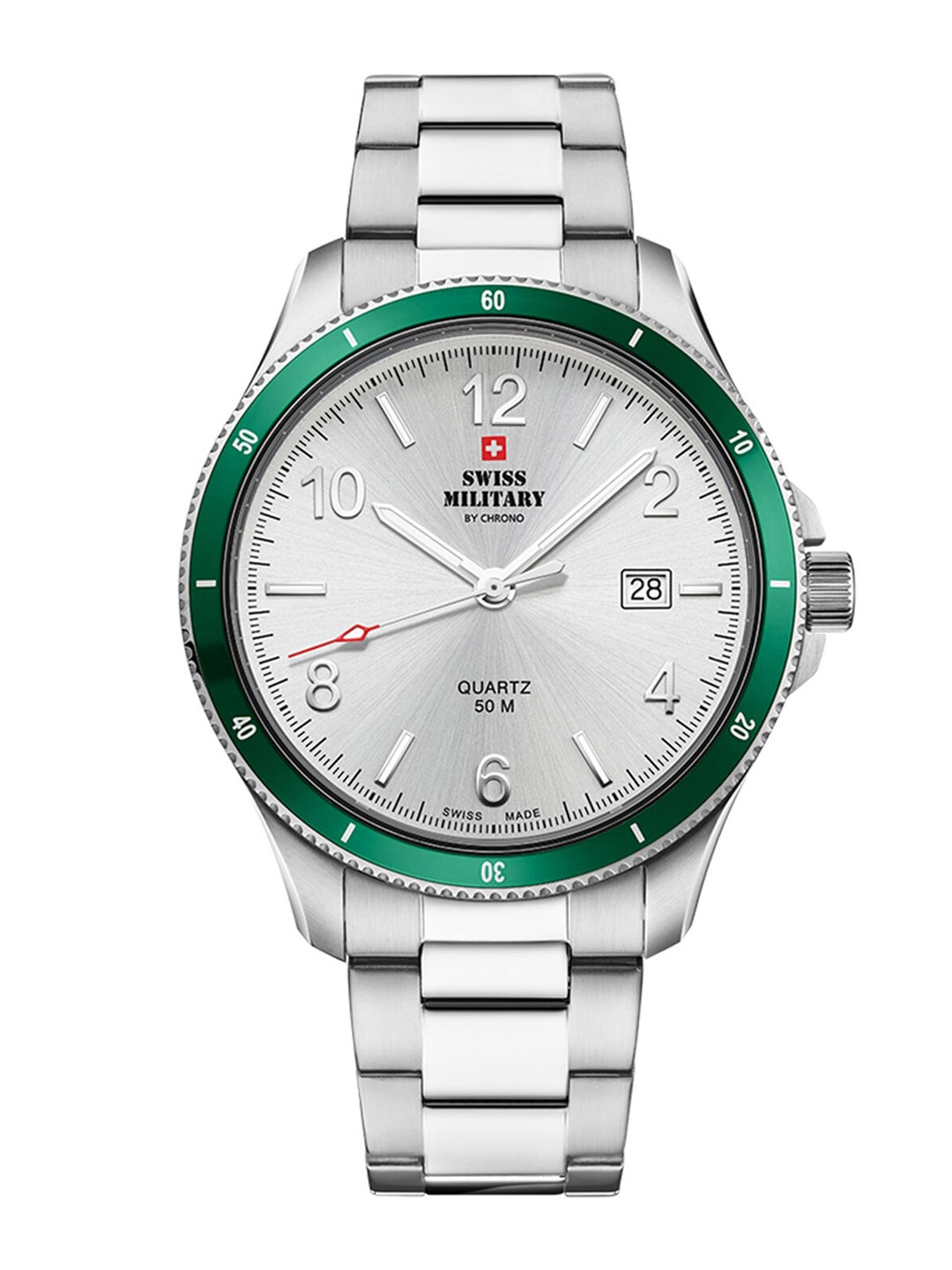 Swiss Military by Chrono Unisex Silver-Toned Dial & Silver Toned Stainless Steel Bracelet Style Straps Watch
Swiss Military by Chrono Unisex Silver-Toned Dial & Silver Toned Stainless Steel Bracelet Style Straps Watch