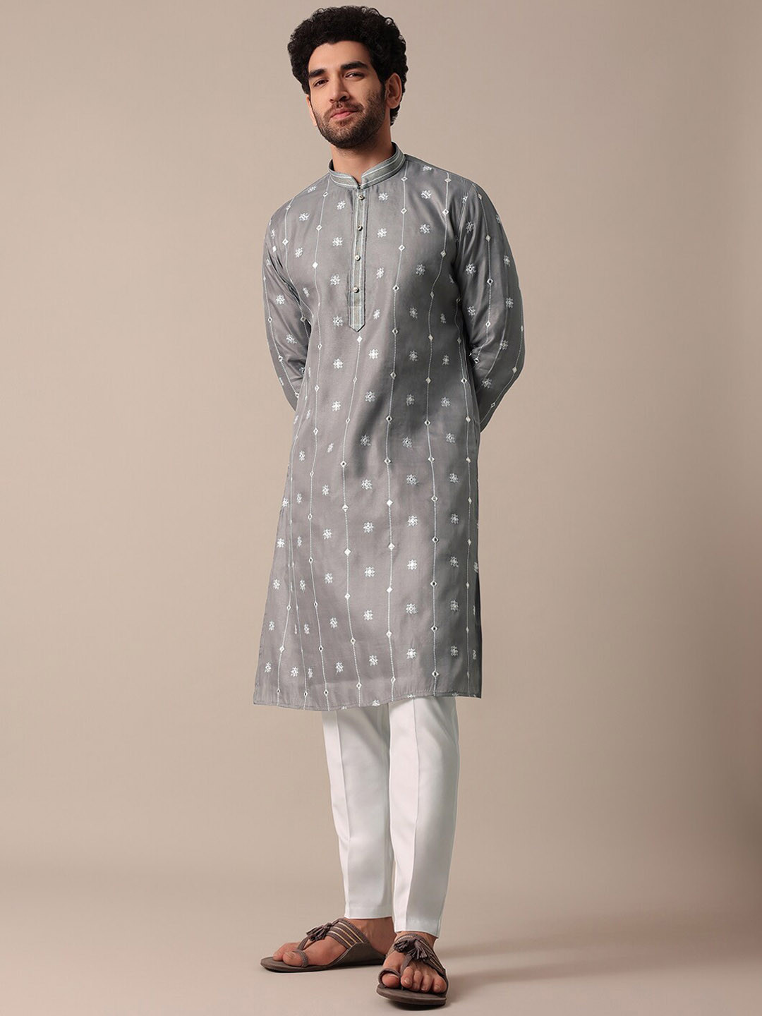 KALKI Fashion Ethnic Motifs Embroidered Mirror Work Straight Kurta With Trouser, Grey
KALKI Fashion Ethnic Motifs Embroidered Mirror Work Straight Kurta With Trouser, Grey