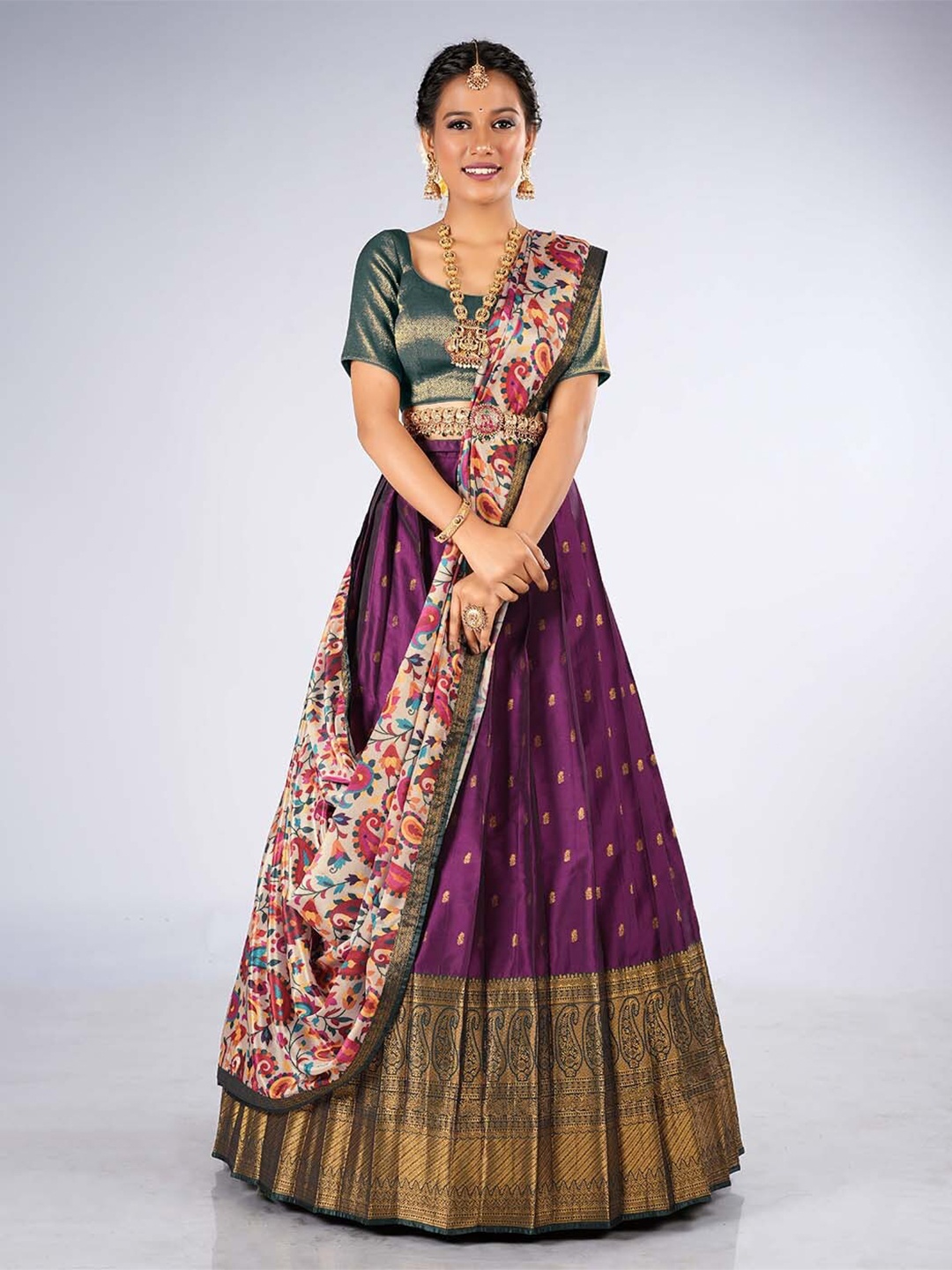 HALFSAREE STUDIO Ethnic Motif Art Silk Lehenga & Unstitched Blouse With Dupatta, Burgundy
HALFSAREE STUDIO Ethnic Motif Art Silk Lehenga & Unstitched Blouse With Dupatta, Burgundy