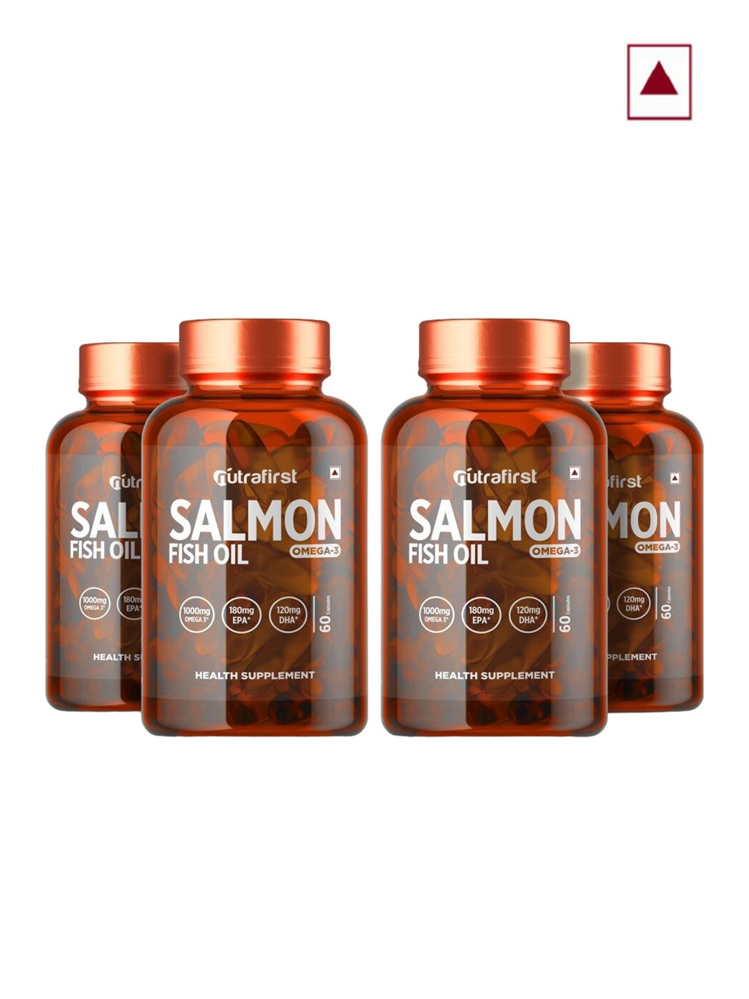 Nirvasa Set Of 4 Salmon Fish Oil Omega 3 Softgel Capsules For Heart & Brain - 60 Pcs Each, Brown
Nirvasa Set Of 4 Salmon Fish Oil Omega 3 Softgel Capsules For Heart & Brain - 60 Pcs Each, Brown
