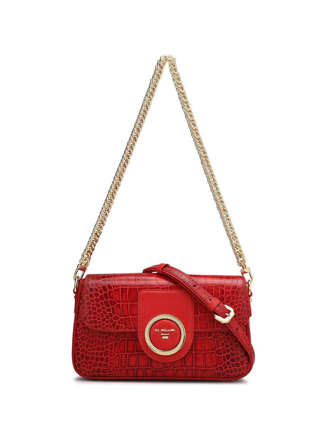 Da Milano Textured Structured Leather Sling Bag, Red 
Da Milano Textured Structured Leather Sling Bag, Red