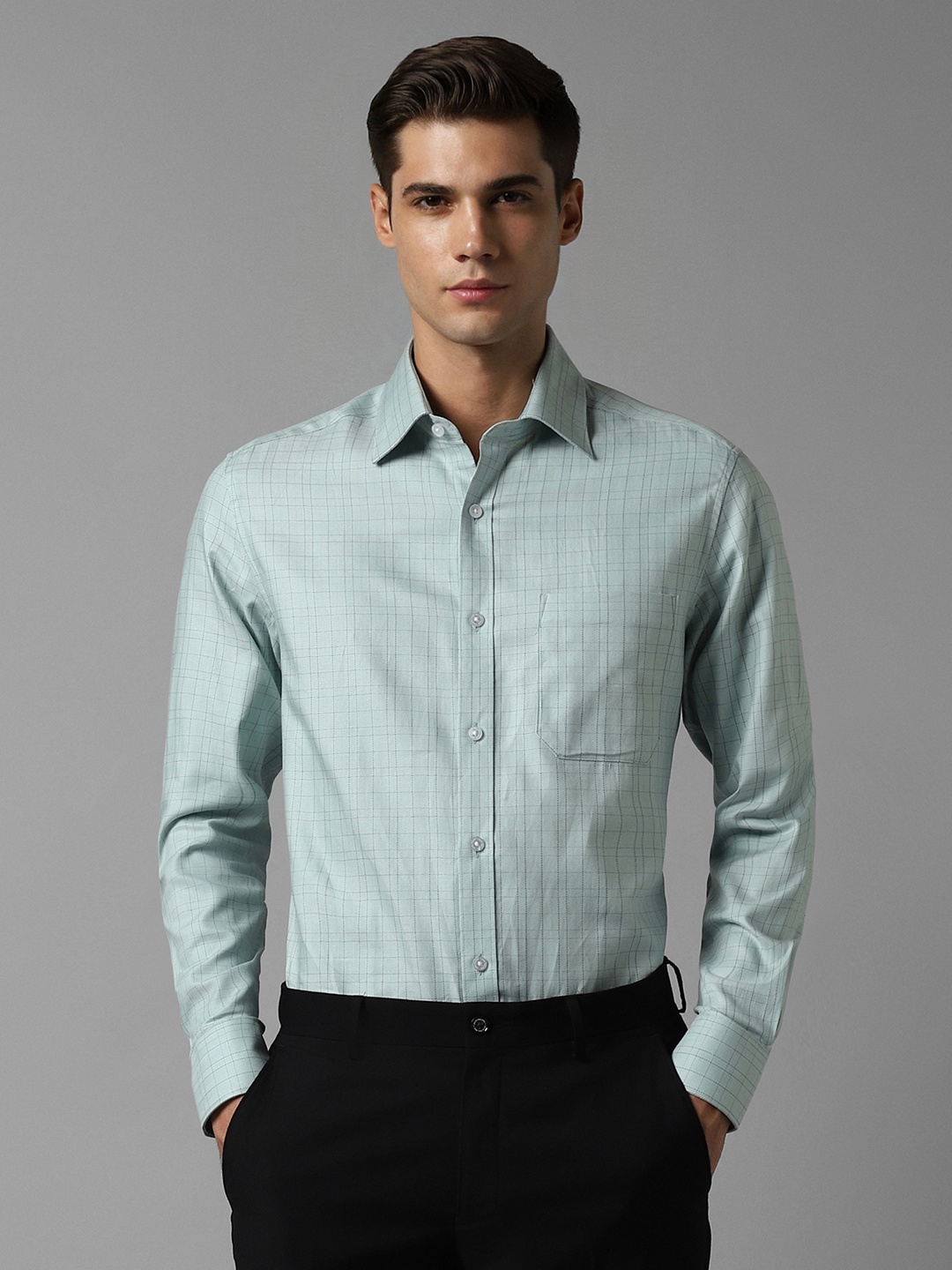 Louis Philippe Spread Collar Long Sleeves Regular Fit Cotton Checked Formal Shirt, Green
Louis Philippe Spread Collar Long Sleeves Regular Fit Cotton Checked Formal Shirt, Green