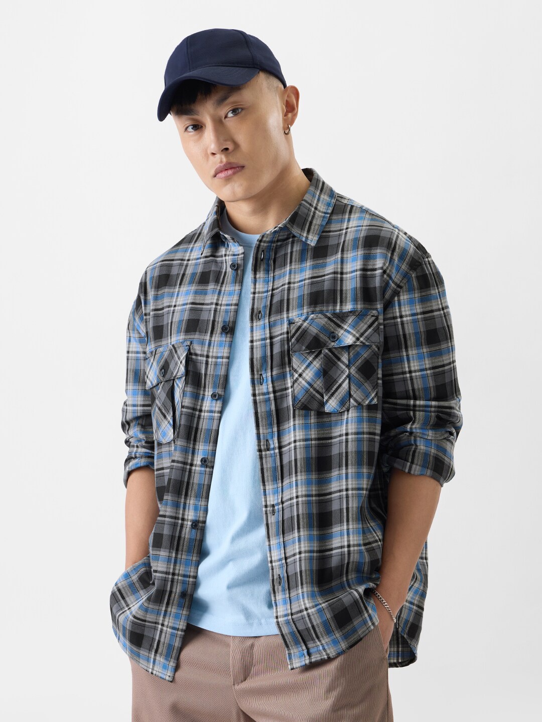 The Souled Store Blue Tartan Checked Spread Collar Pure Cotton Oversized Casual Shirt
The Souled Store Blue Tartan Checked Spread Collar Pure Cotton Oversized Casual Shirt