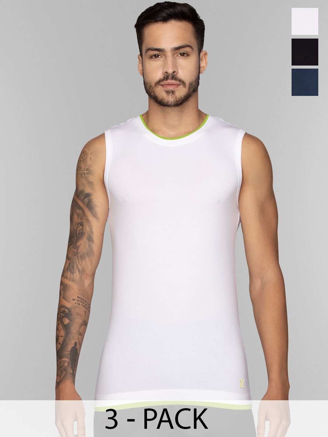 XYXX Men Pack of 3 Cotton Anti-bacterial Moisture Absorbing Gym Vests XYMTEE3PCKN01, White
XYXX Men Pack of 3 Cotton Anti-bacterial Moisture Absorbing Gym Vests XYMTEE3PCKN01, White