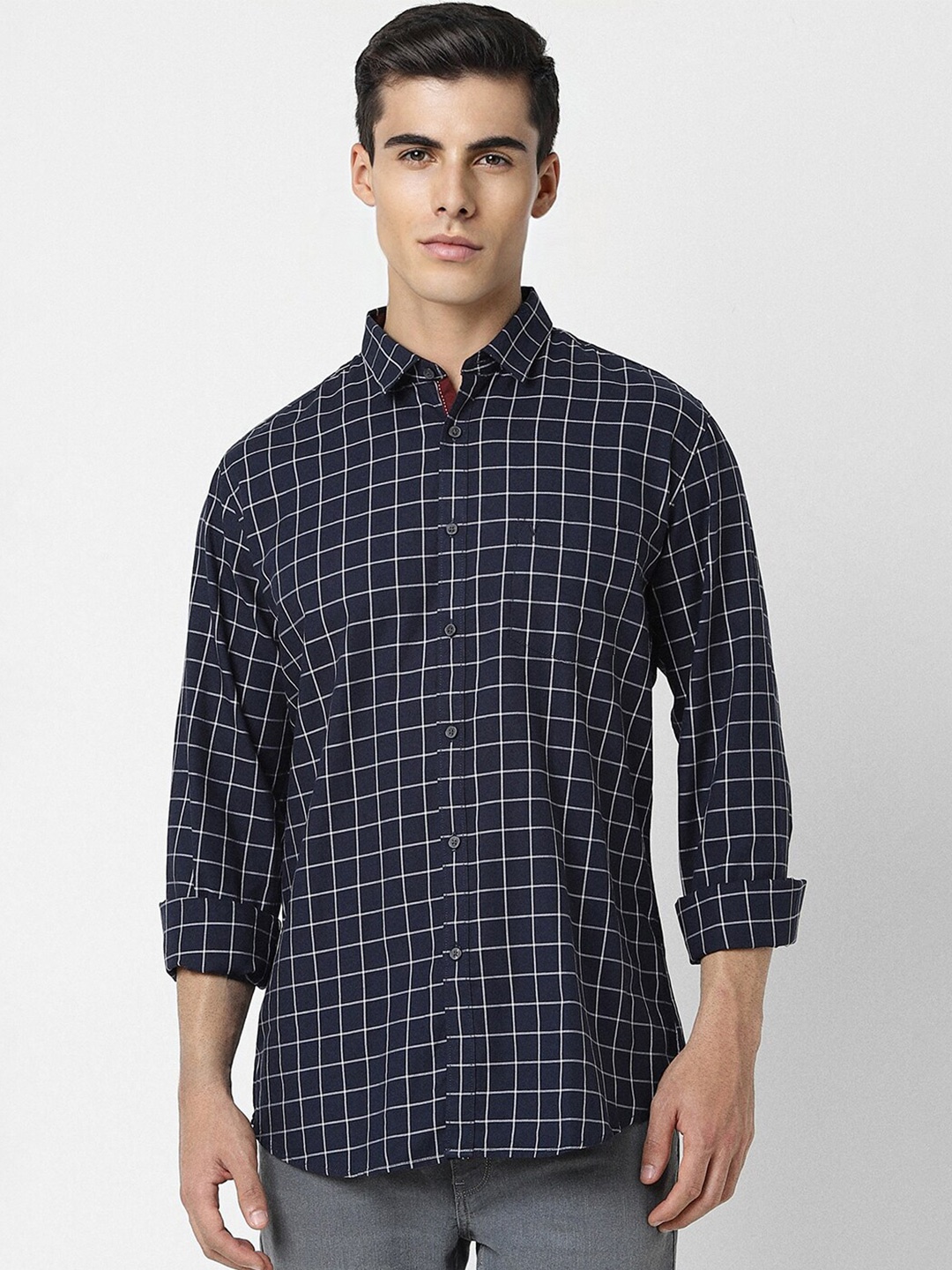 Van Heusen Sport Slim Fit Grid Tattersall Checked Pure Cotton Casual Shirt, Navy blue
Van Heusen Sport Slim Fit Grid Tattersall Checked Pure Cotton Casual Shirt, Navy blue
