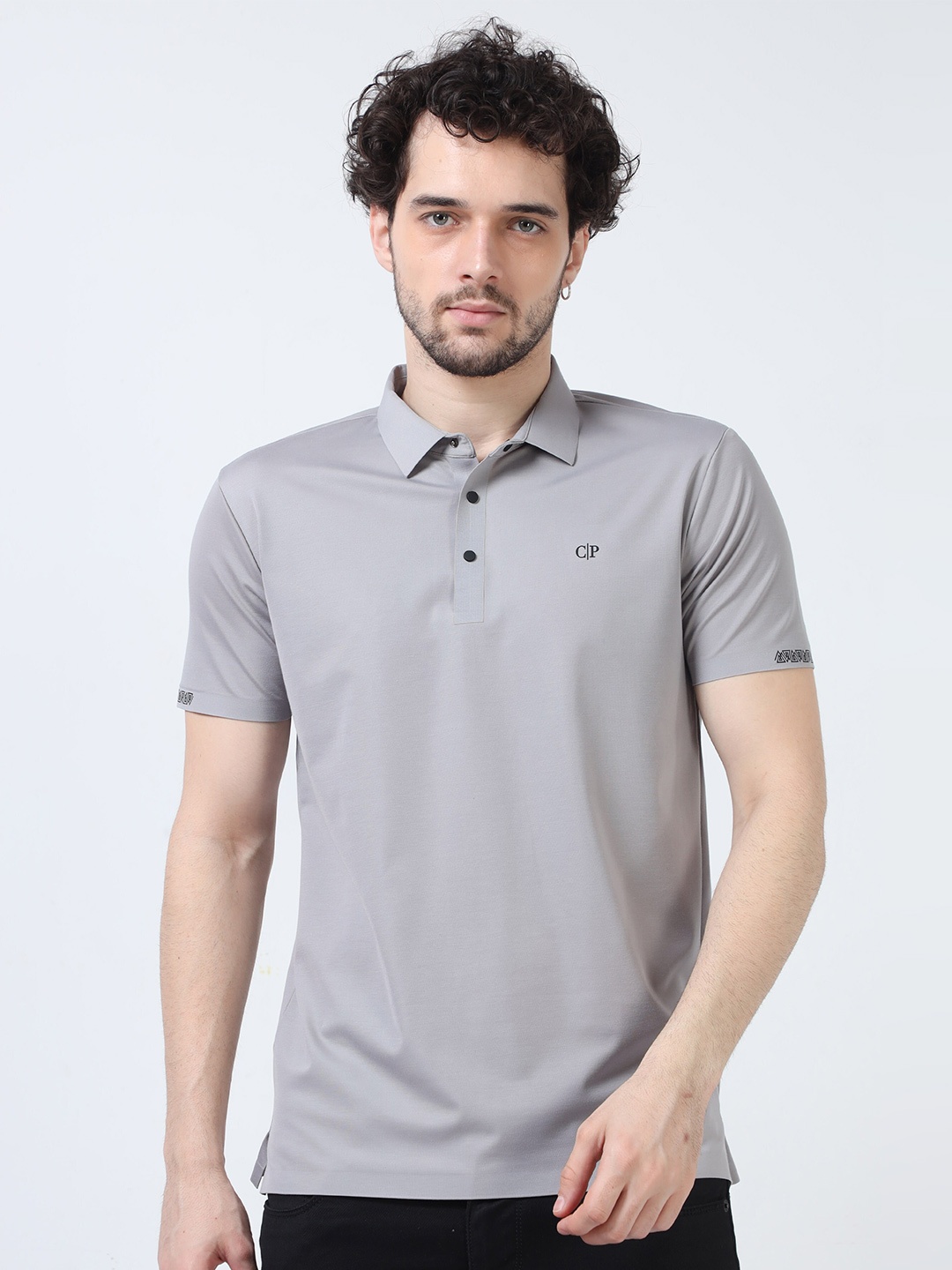 Classic Polo Short Sleeves Slim Fit Cotton T-shirt, Grey