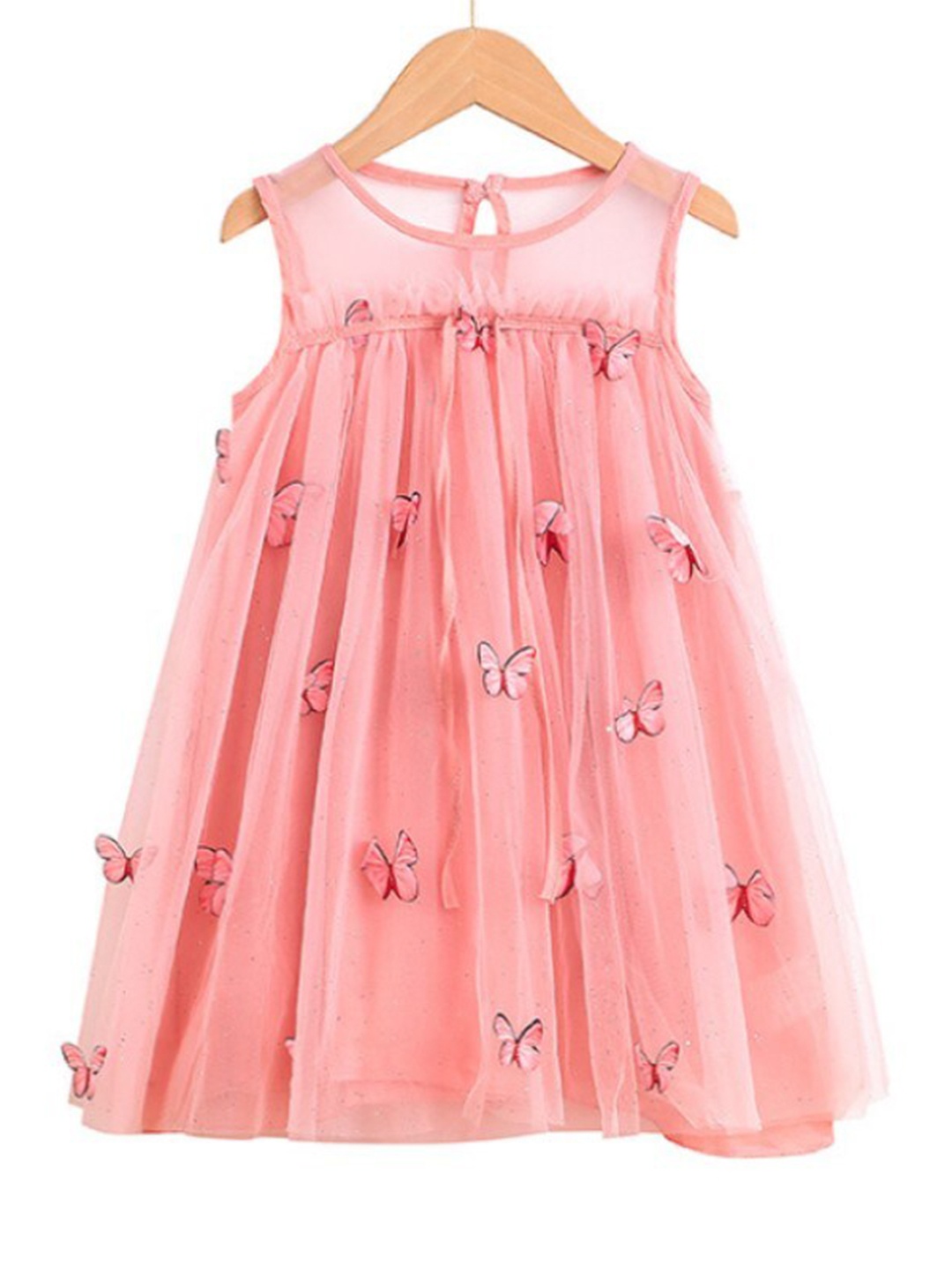 StyleCast Girls Pink Applique Gathered A-Line Dress