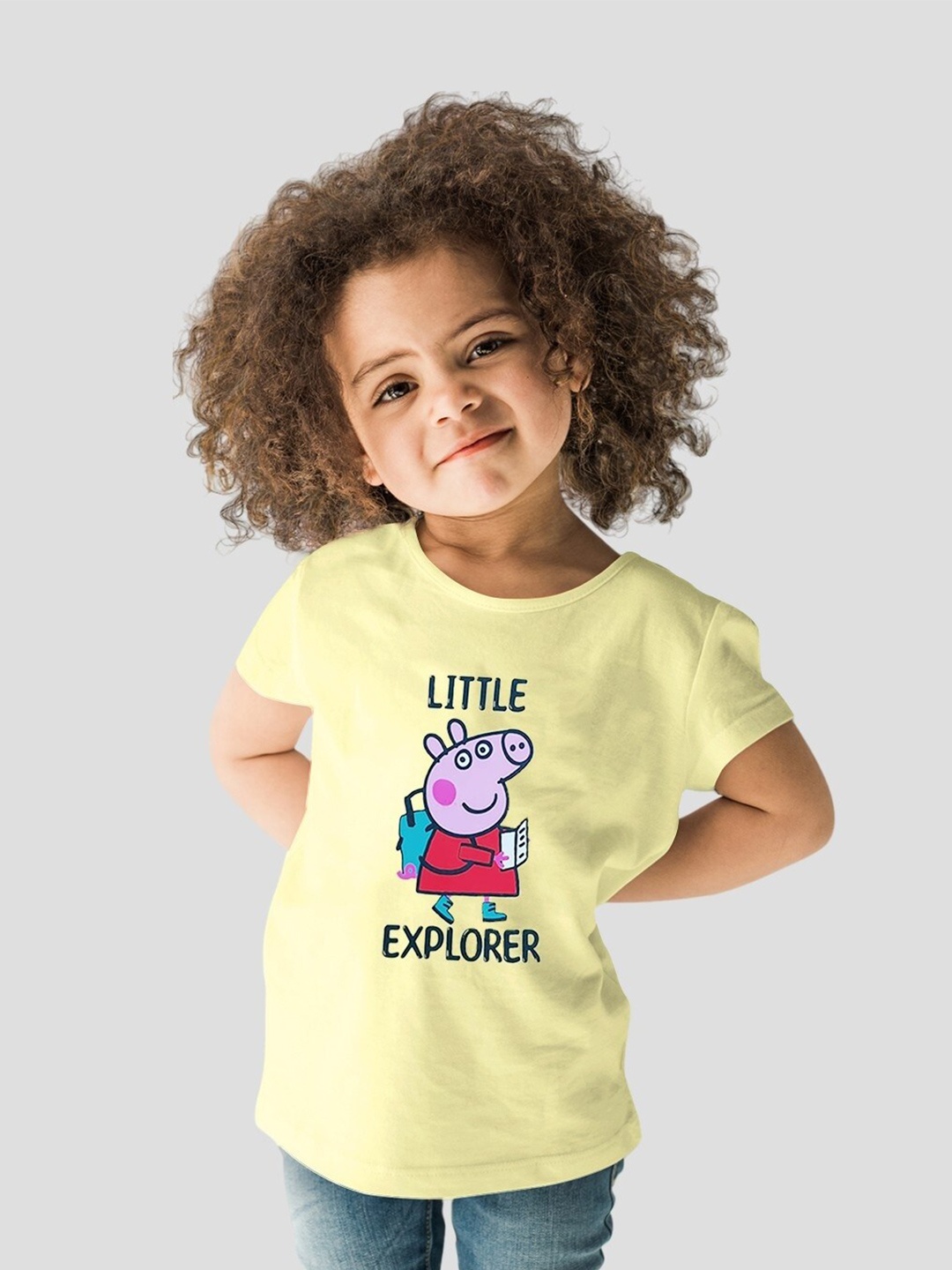 Minute Mirth Girls Peppa Pig Printed Cotton Top, Yellow