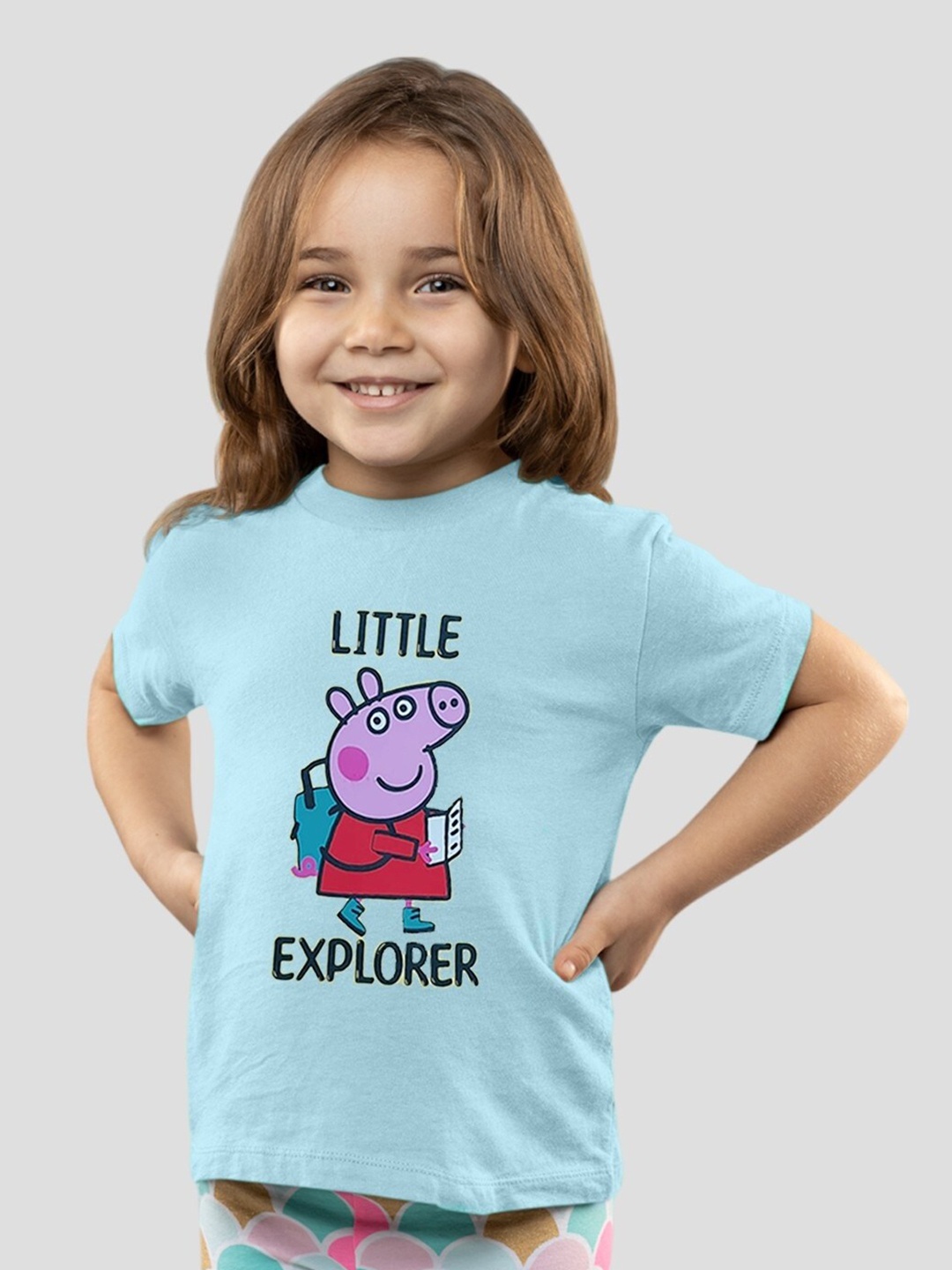 Minute Mirth Girls Peppa Pig Printed Cotton Top, Blue