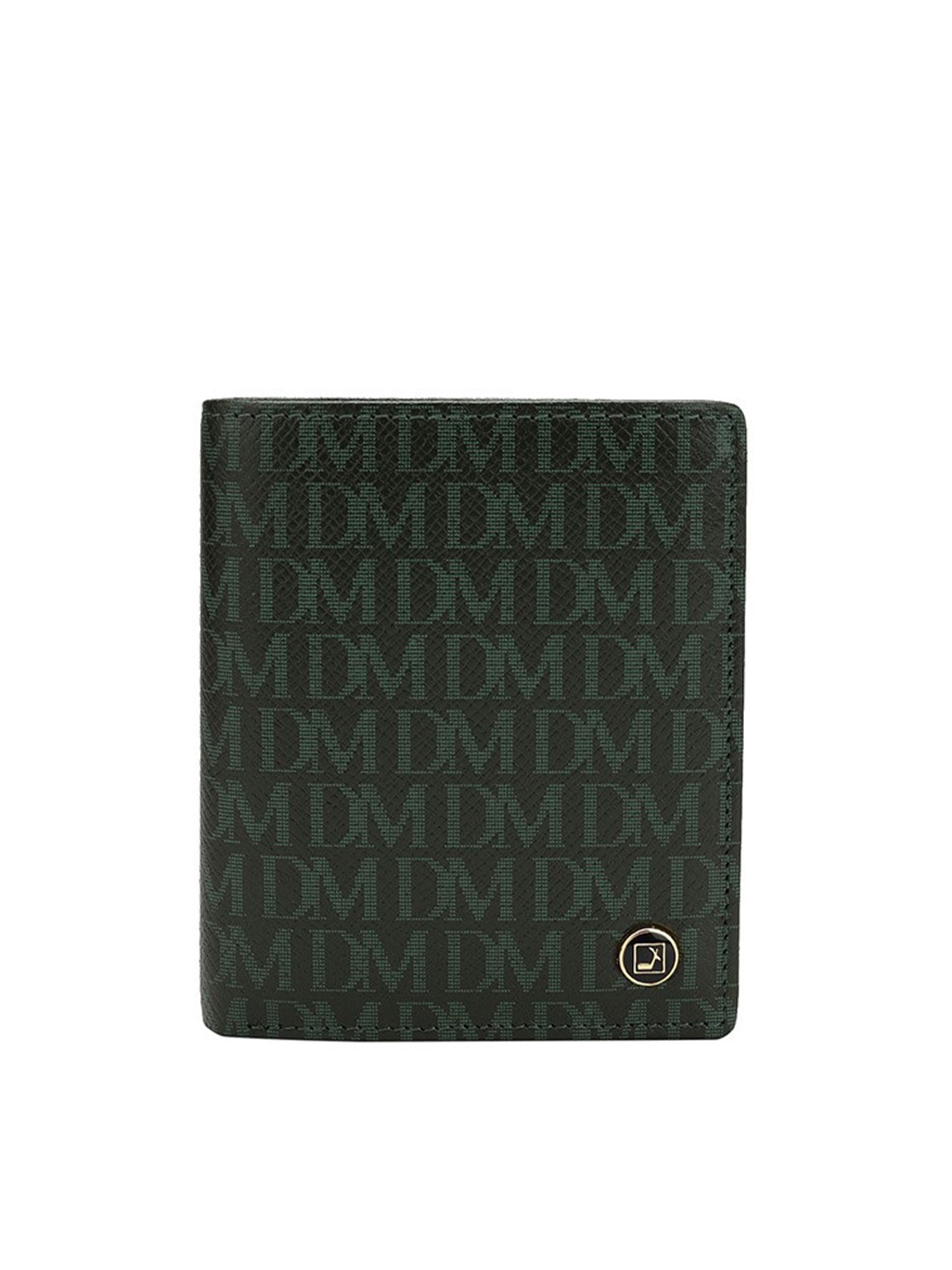 Da Milano Women Textured Leather Two Fold Wallet, Green