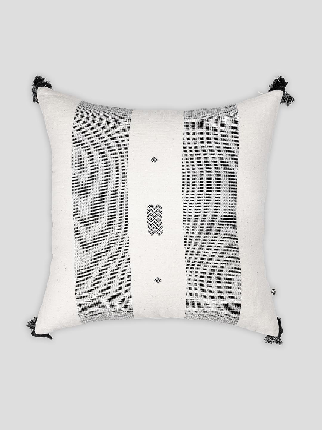 HOUMN White & Black Striped Cotton Square Cushion Cover