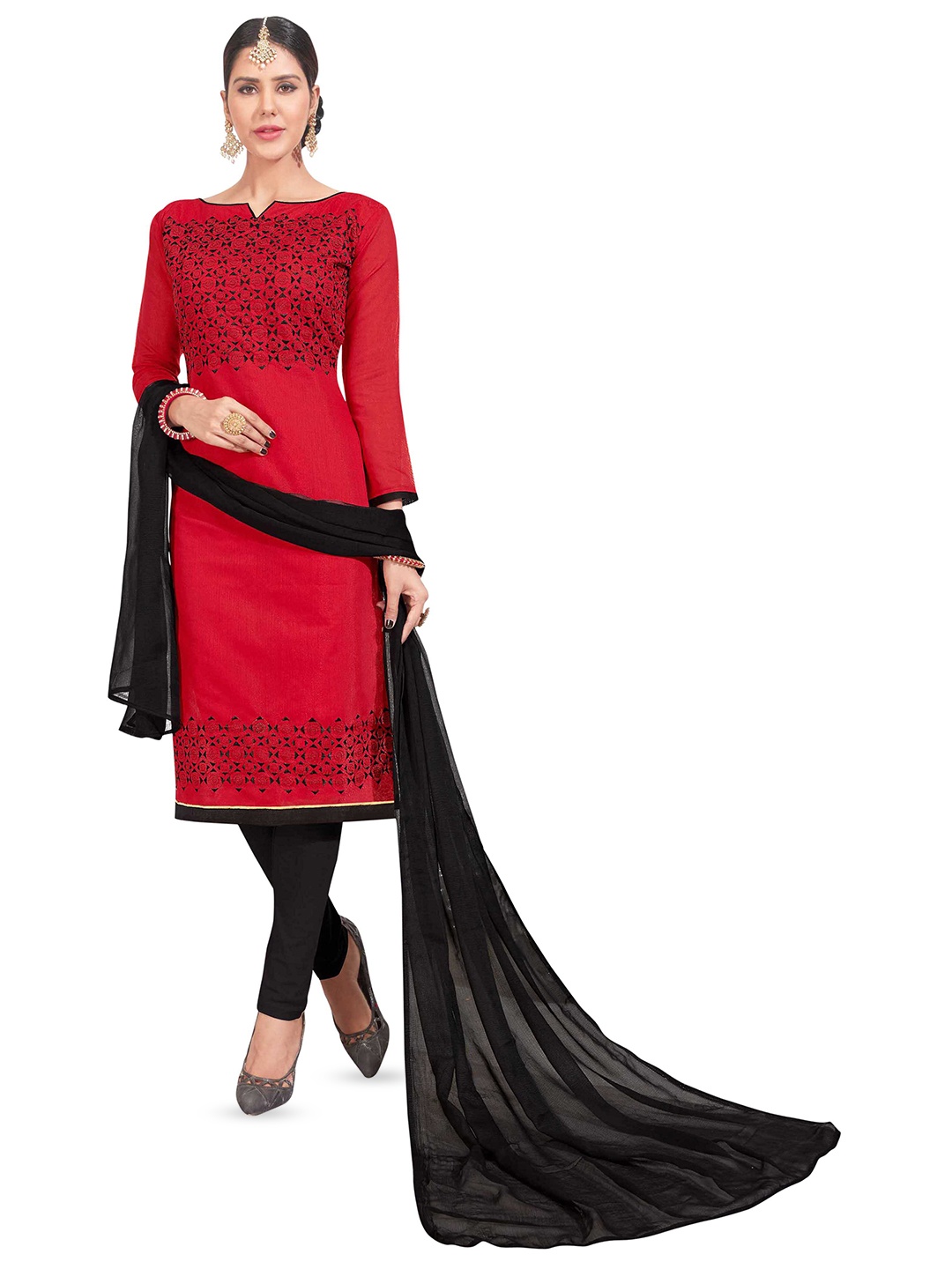 MANVAA Floral Embroidered Thread Work Chanderi Cotton Unstitched Dress Material, Red
MANVAA Floral Embroidered Thread Work Chanderi Cotton Unstitched Dress Material, Red