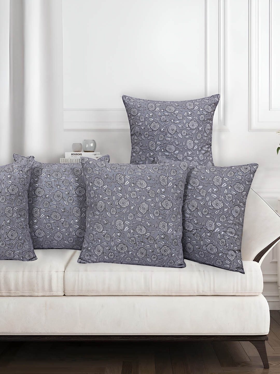 Texstylers Grey & White 5 Pieces Printed Cotton Square Reversible Cushion Covers
Texstylers Grey & White 5 Pieces Printed Cotton Square Reversible Cushion Covers