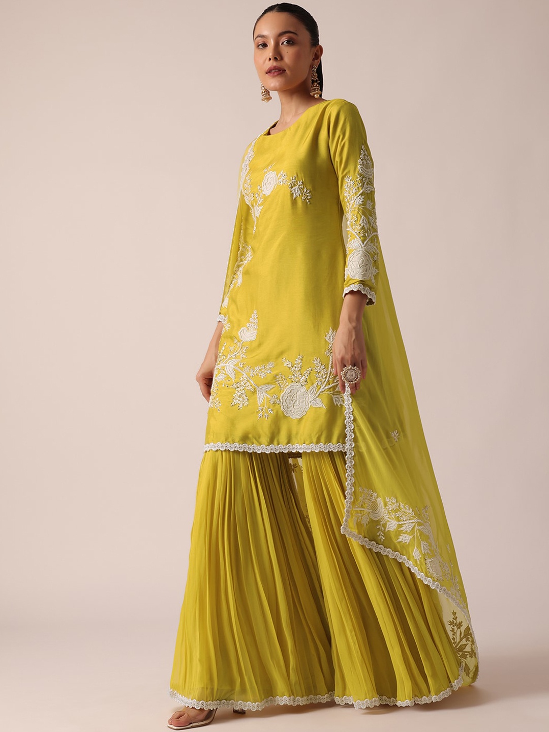 KALKI Fashion Floral Embroidered Beads and Stones Kurta With Sharara & Dupatta, Yellow
KALKI Fashion Floral Embroidered Beads and Stones Kurta With Sharara & Dupatta, Yellow