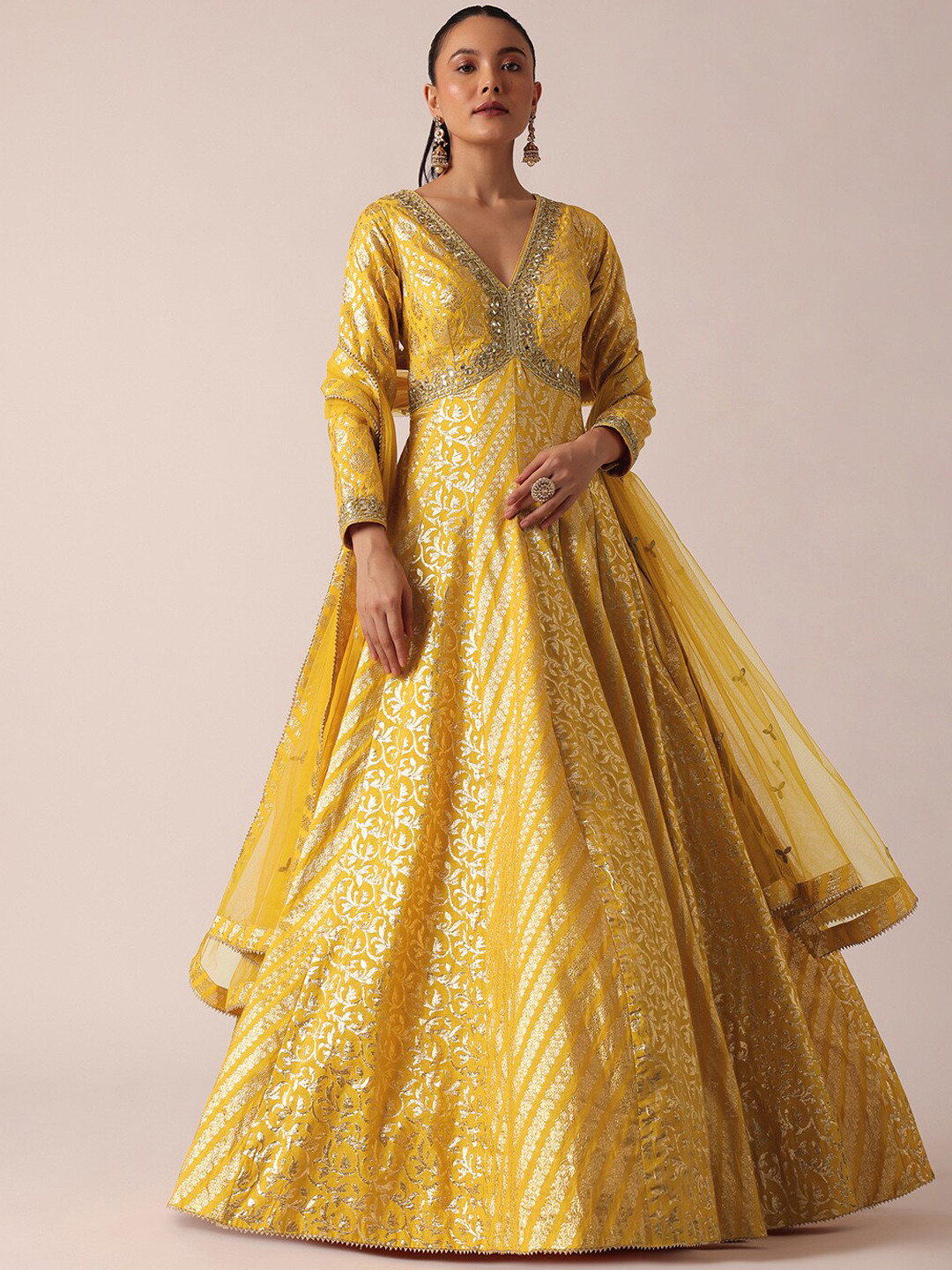 KALKI Fashion Floral Embroidered Anarkali Zari Empire Kurta With Leggings & Dupatta, Yellow
KALKI Fashion Floral Embroidered Anarkali Zari Empire Kurta With Leggings & Dupatta, Yellow