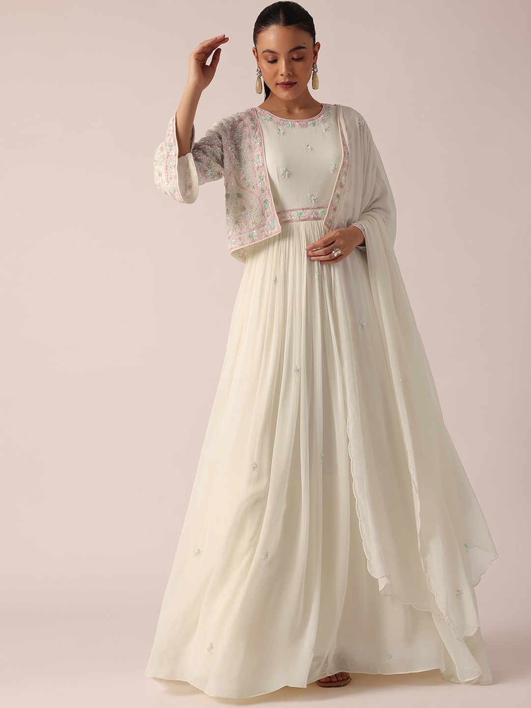 KALKI Fashion Embellished Sequinned Georgette Ethnic Dress With Dupatta & Jacket, White
KALKI Fashion Embellished Sequinned Georgette Ethnic Dress With Dupatta & Jacket, White