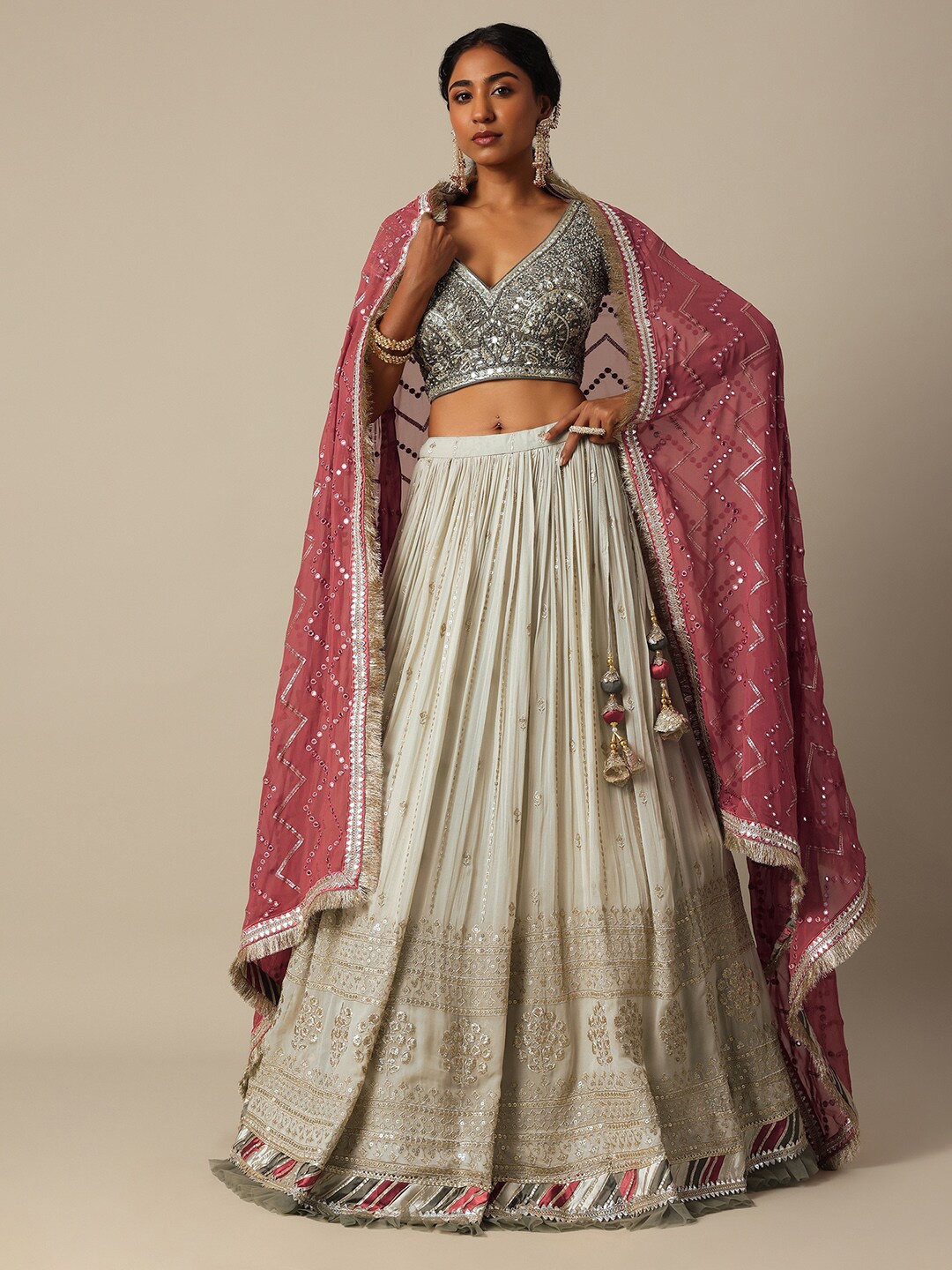 KALKI Fashion Ethnic Motifs Embroidered Mirror Work Ready to Wear Lehenga Choli, Grey
KALKI Fashion Ethnic Motifs Embroidered Mirror Work Ready to Wear Lehenga Choli, Grey