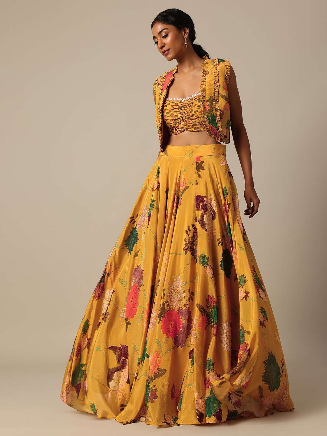 KALKI Fashion Floral Printed Sequined Ready to Wear Lehenga & Blouse With Jacket, Yellow
KALKI Fashion Floral Printed Sequined Ready to Wear Lehenga & Blouse With Jacket, Yellow