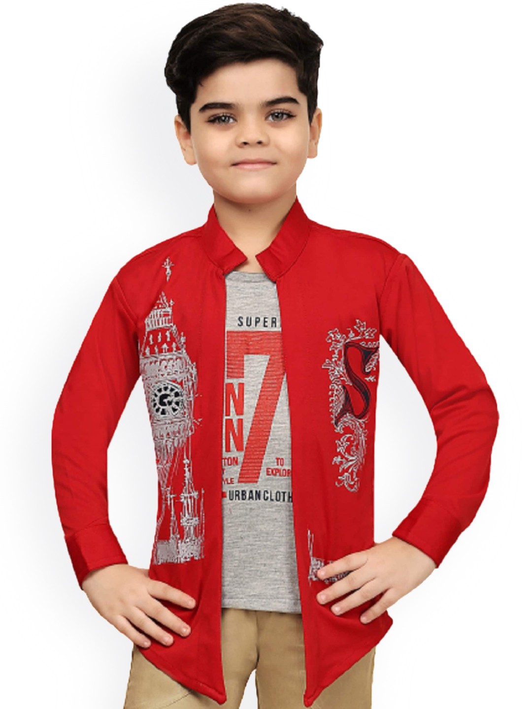 BAESD Boys Typography Printed Mandarin Collar Tailored Jacket With Attached T-shirt, Red
BAESD Boys Typography Printed Mandarin Collar Tailored Jacket With Attached T-shirt, Red