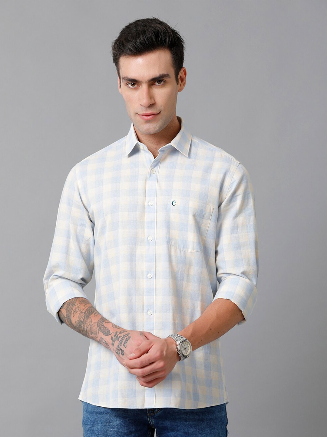 CAVALLO by Linen Club Contemporary Slim Fit Buffalo Checked Cotton Linen Casual Shirt, Blue
CAVALLO by Linen Club Contemporary Slim Fit Buffalo Checked Cotton Linen Casual Shirt, Blue