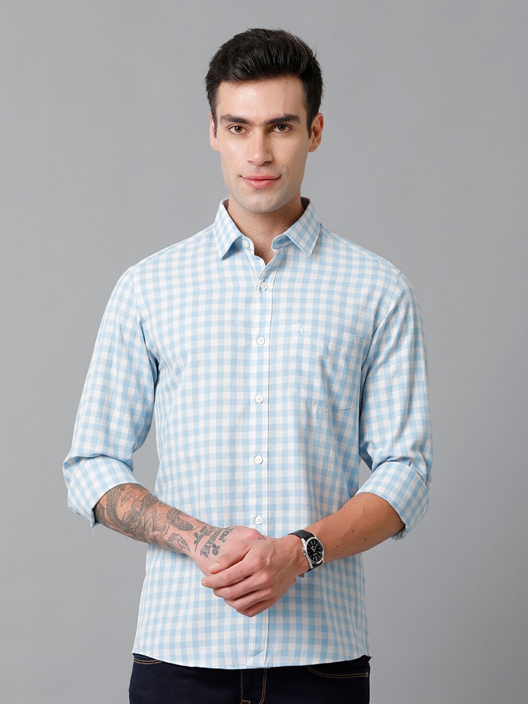 CAVALLO by Linen Club Contemporary Slim Fit Gingham Checked Cotton Linen Casual Shirt, Blue
CAVALLO by Linen Club Contemporary Slim Fit Gingham Checked Cotton Linen Casual Shirt, Blue