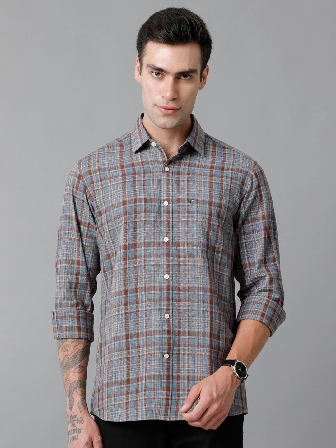 CAVALLO by Linen Club Contemporary Slim Fit Tartan Checked Cotton Linen Casual Shirt, Brown
CAVALLO by Linen Club Contemporary Slim Fit Tartan Checked Cotton Linen Casual Shirt, Brown
