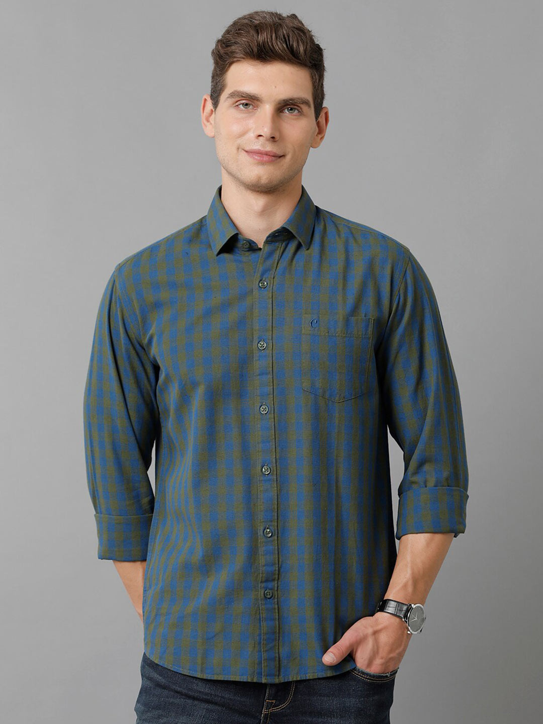 CAVALLO by Linen Club Contemporary Slim Fit Gingham Checked Cotton Linen Casual Shirt, Blue
CAVALLO by Linen Club Contemporary Slim Fit Gingham Checked Cotton Linen Casual Shirt, Blue