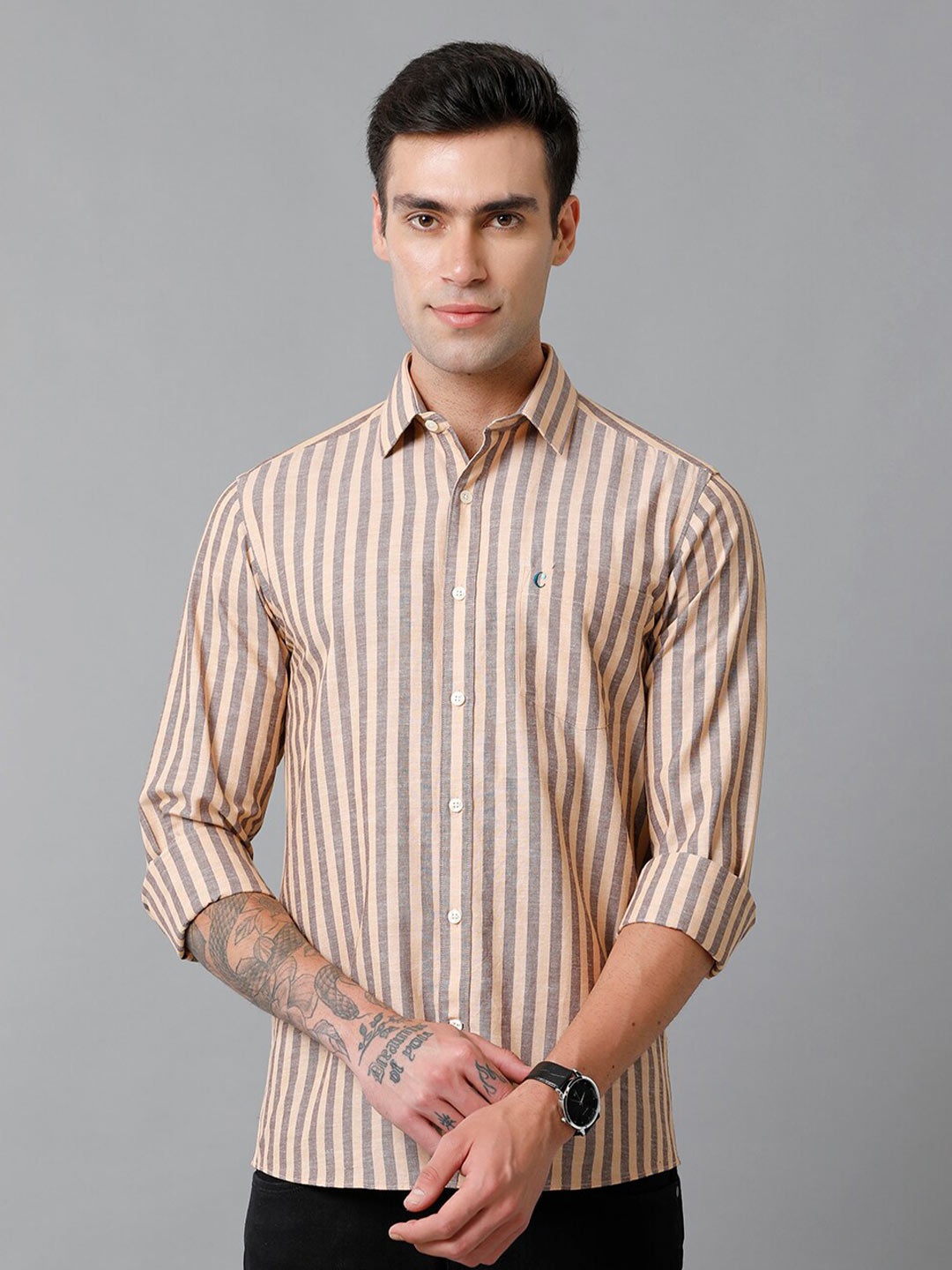 CAVALLO by Linen Club Striped Contemporary Slim Fit Comfortable Casual Shirt, Yellow
CAVALLO by Linen Club Striped Contemporary Slim Fit Comfortable Casual Shirt, Yellow