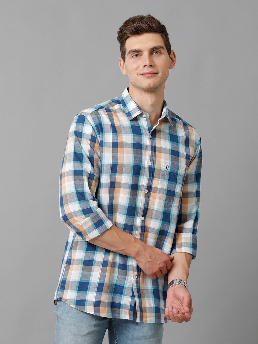 CAVALLO by Linen Club Contemporary Slim Fit Tartan Checked Casual Cotton Linen Shirt, Blue
CAVALLO by Linen Club Contemporary Slim Fit Tartan Checked Casual Cotton Linen Shirt, Blue