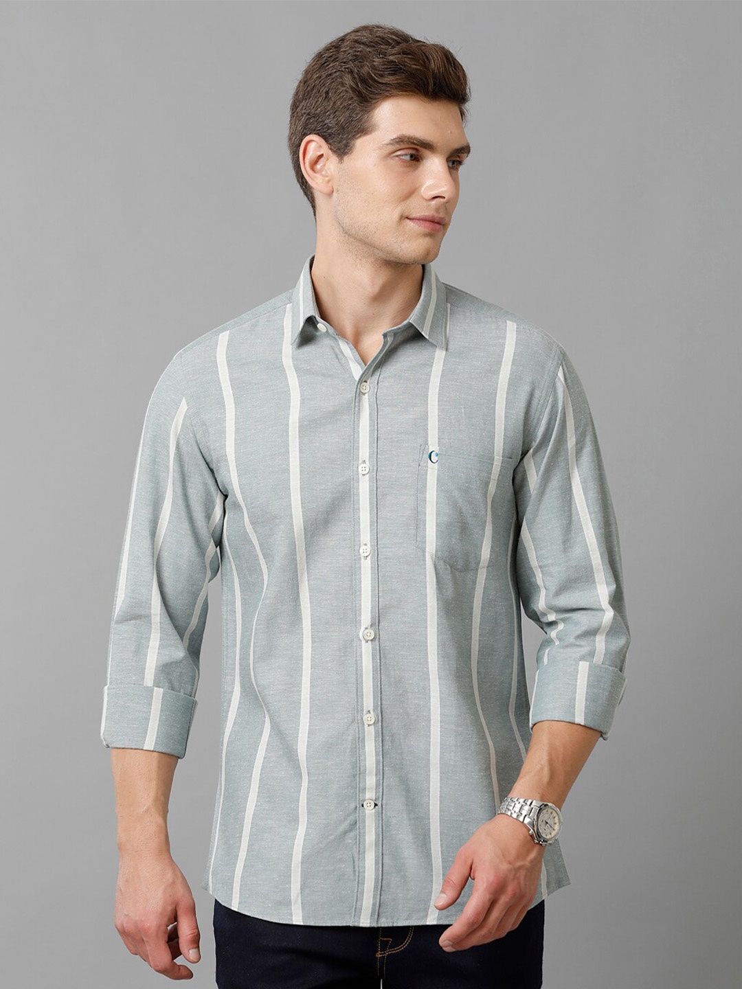 CAVALLO by Linen Club Contemporary Slim Fit Vertical Striped Cotton Linen Casual Shirt, Grey
CAVALLO by Linen Club Contemporary Slim Fit Vertical Striped Cotton Linen Casual Shirt, Grey