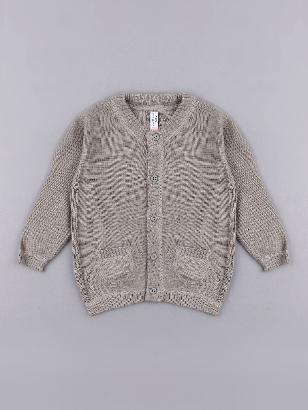 Cot'N Soft Boys Round Neck Cotton Cardigan, Grey