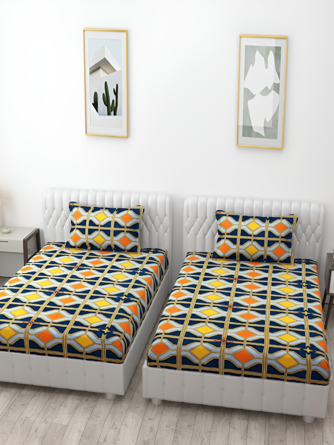 Bromwick Blue & Yellow Geometric Cotton 210 TC 2 Single Bedsheet with 2 Pillow Covers
Bromwick Blue & Yellow Geometric Cotton 210 TC 2 Single Bedsheet with 2 Pillow Covers