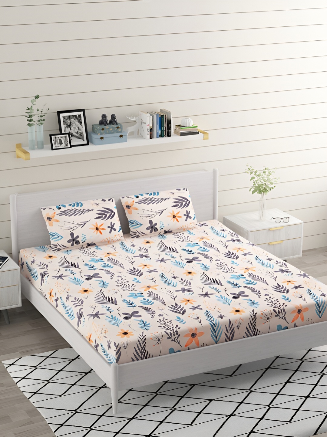 Bromwick Beige & Blue Floral Cotton 210 TC Queen Bedsheet with 2 Pillow Covers 110 GSM
Bromwick Beige & Blue Floral Cotton 210 TC Queen Bedsheet with 2 Pillow Covers 110 GSM