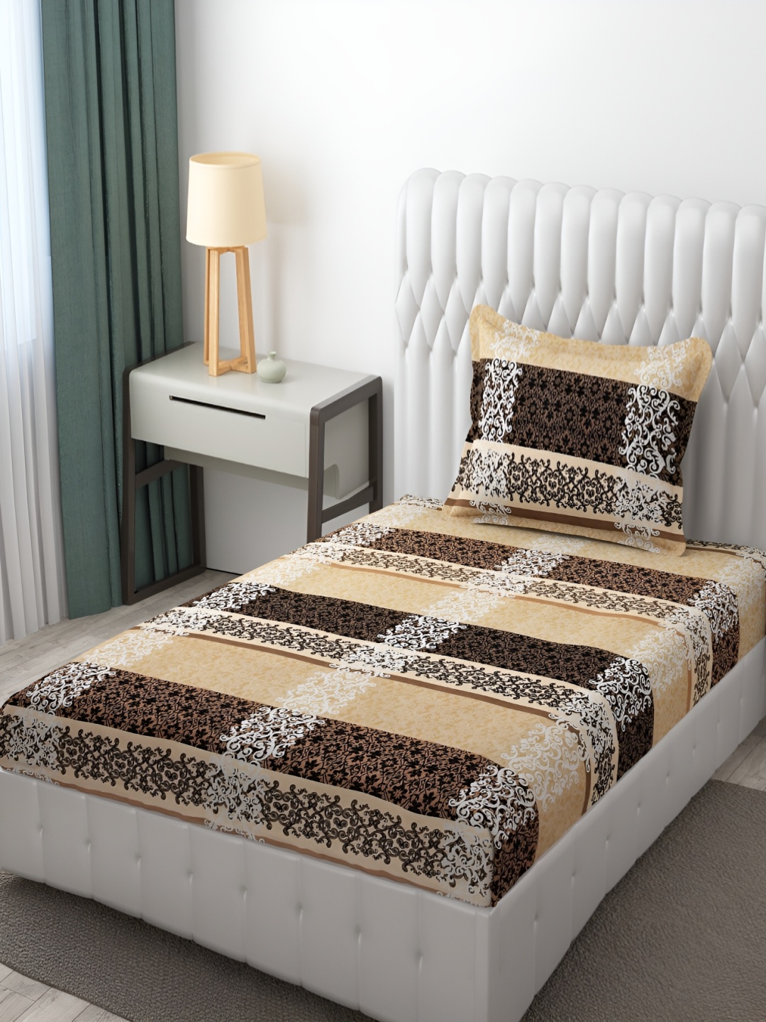 Bromwick Beige & White Ethnic Motifs Cotton 210 TC Single Bedsheet with 1 Pillow Cover
Bromwick Beige & White Ethnic Motifs Cotton 210 TC Single Bedsheet with 1 Pillow Cover