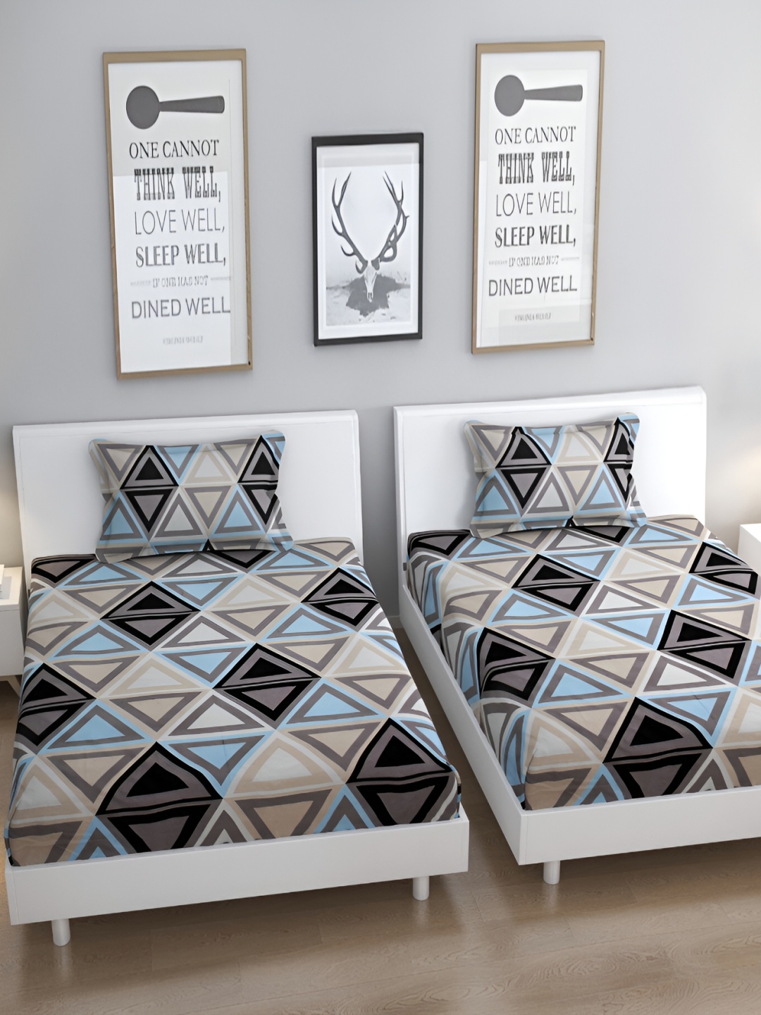 Bromwick Blue Geometric Cotton 210 TC 2 Single Bedsheet with 2 Pillow Covers 110 GSM, Brown
Bromwick Blue Geometric Cotton 210 TC 2 Single Bedsheet with 2 Pillow Covers 110 GSM, Brown