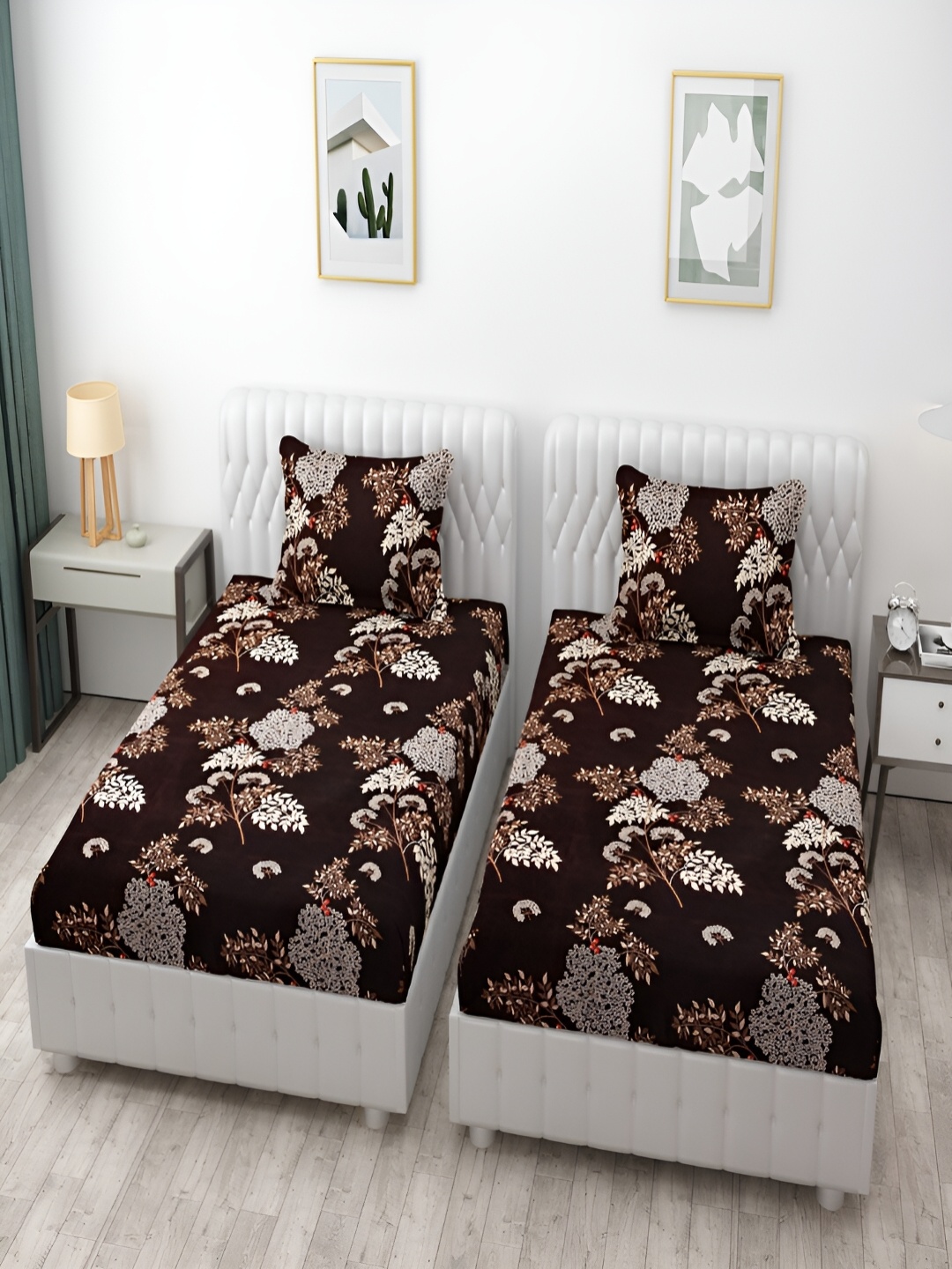 Bromwick Coffee Brown & White Floral Cotton 210 TC 2 Single Bedsheet with 2 Pillow Covers
Bromwick Coffee Brown & White Floral Cotton 210 TC 2 Single Bedsheet with 2 Pillow Covers